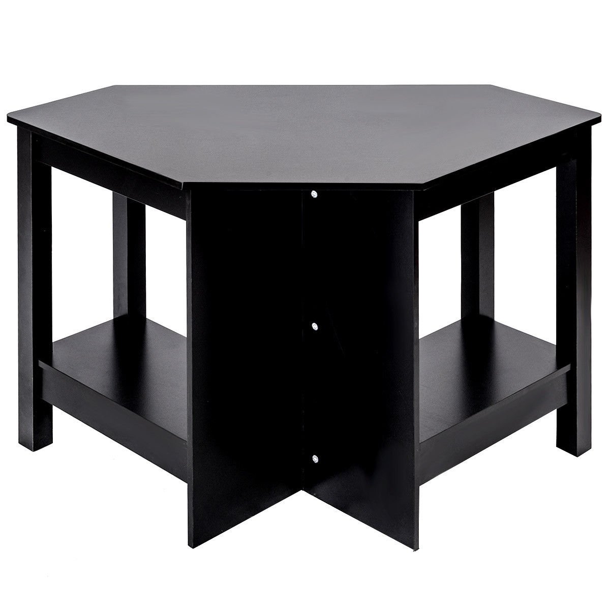Black Wooden Corner Computer Desk with Slide-Out Keyboard Tray & 2 Storage Compartments | Compact L-Shaped PC Workstation for Home Office, Gaming & Study | Space-Saving Modern Furniture for Small Rooms & Apartments