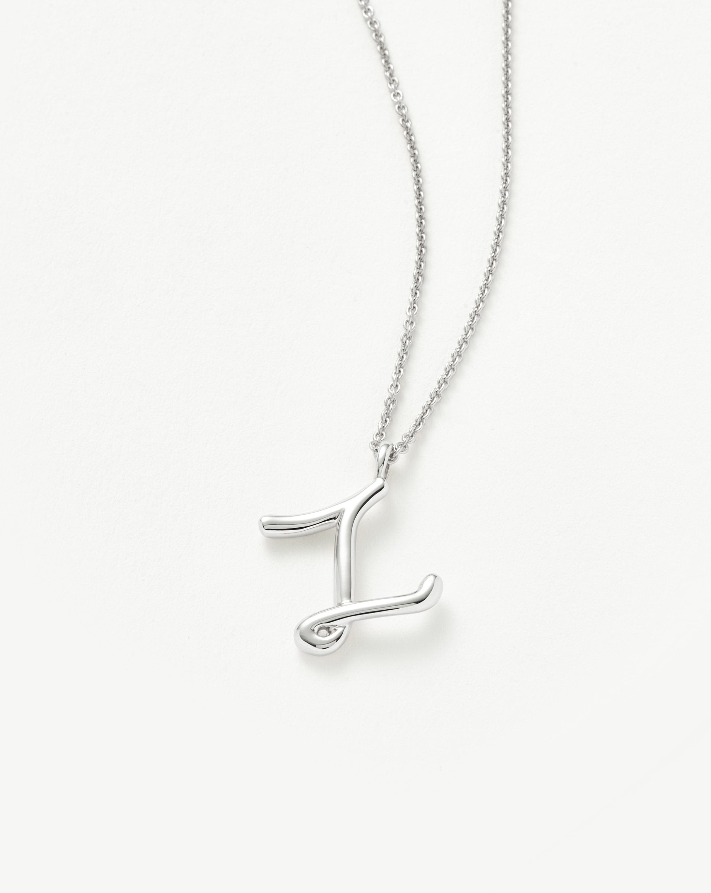 Curly Molten Initial Pendant Necklace - Sterling Silver Personalized Jewelry | Gift for Her, Birthday, Anniversary, Valentine's Day