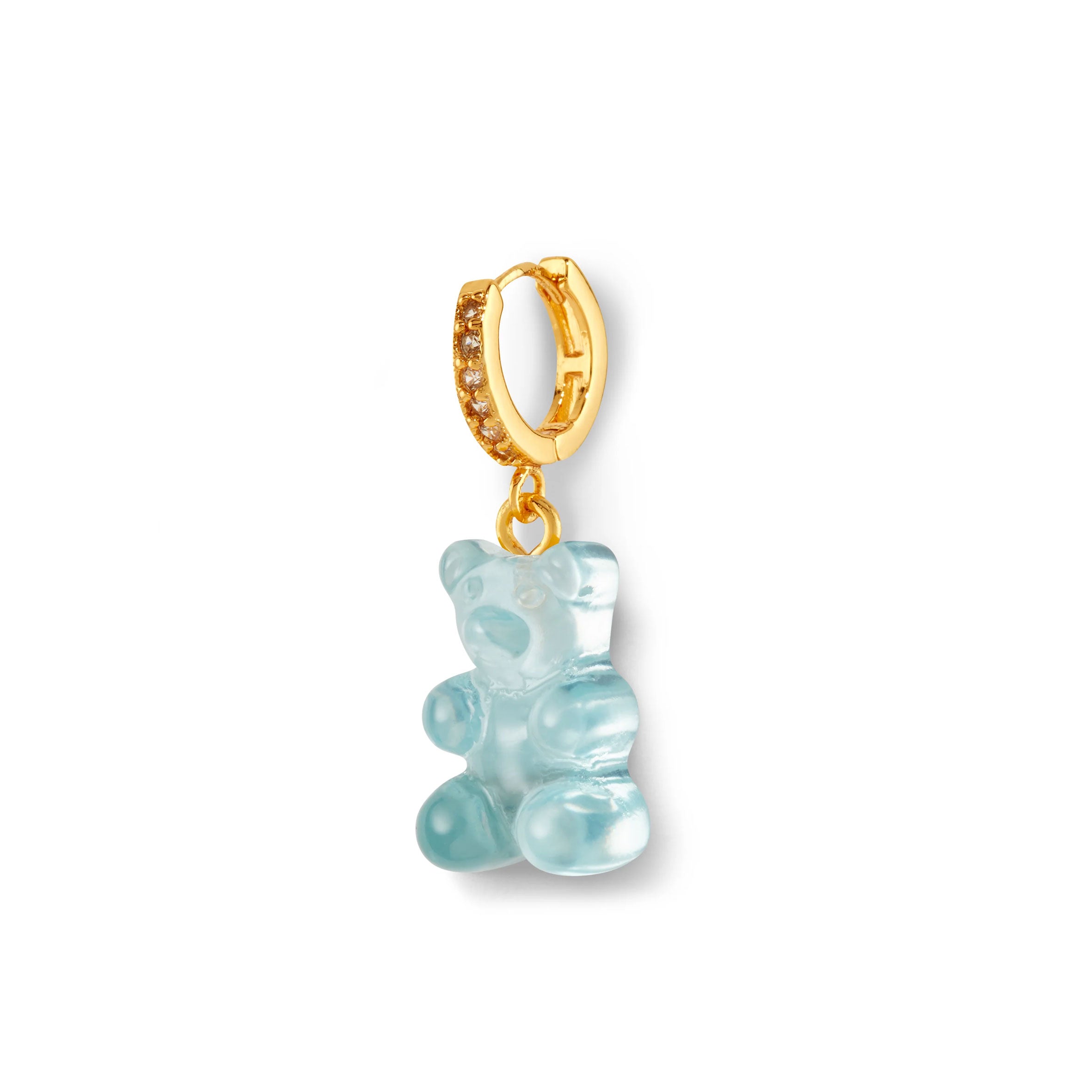 Vintage Bear Hoop Earrings - Translucent Mediterranean Blue Glass Dangle Earrings for Women | Perfect for Boho, Hippie, and Retro Fashion Styles
