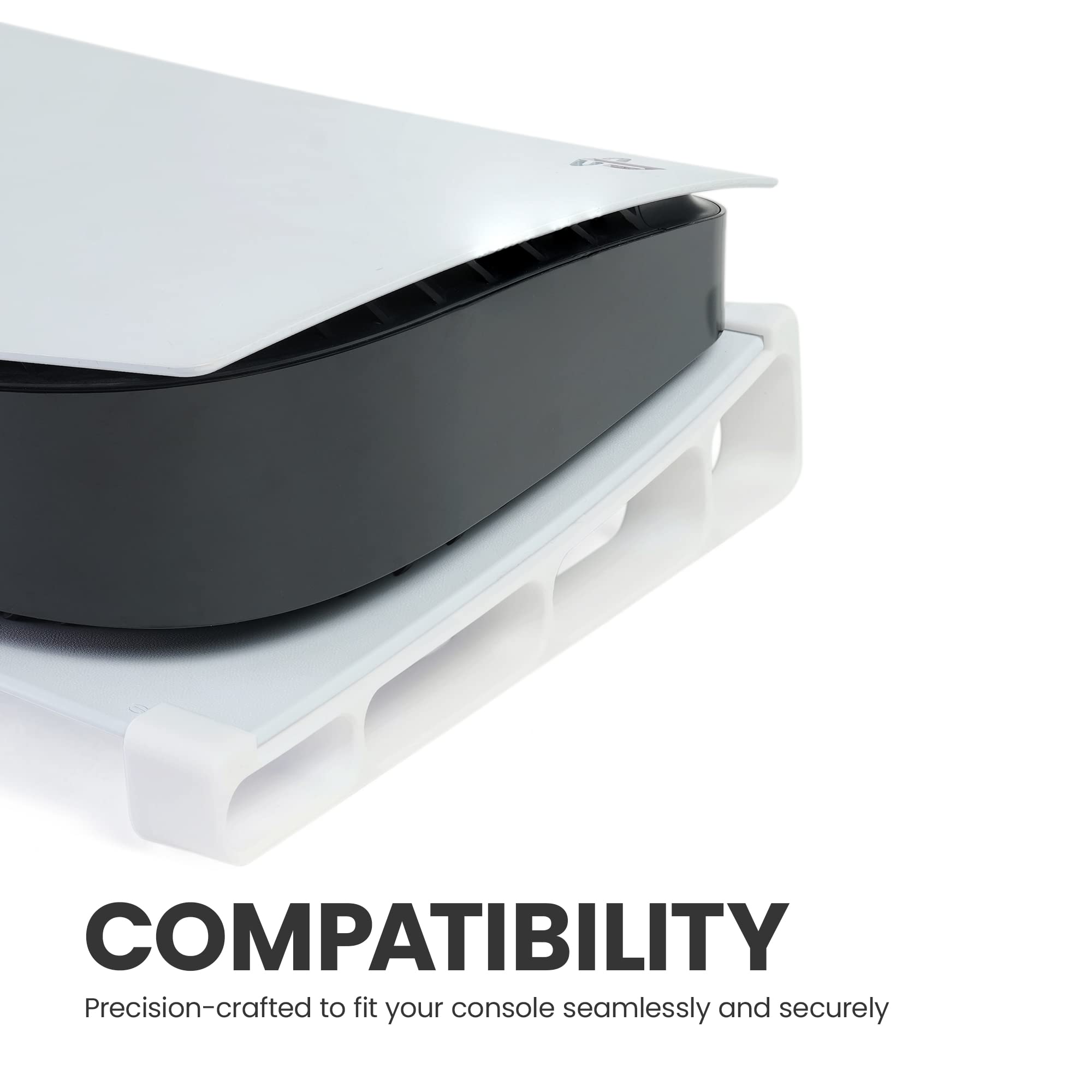Glistco PS5 Horizontal Stand for Digital Edition - White - Compatible with PlayStation 5 Console - Perfect for Gaming Setup & Living Room Organization
