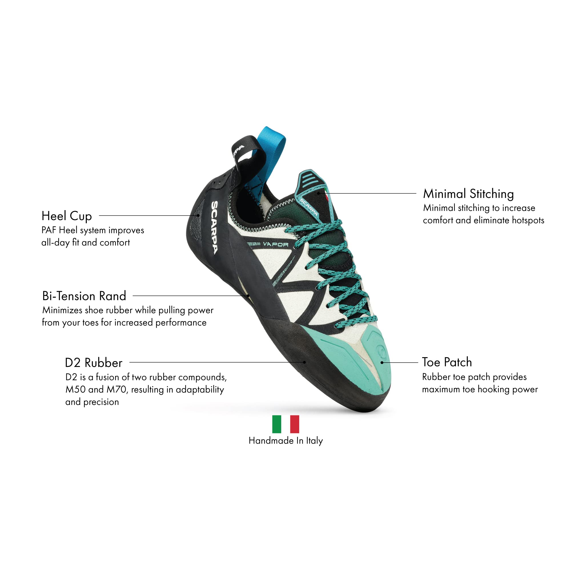 SCARPA Women's Vapor Lace Rock Climbing Shoes - Low-Volume Fit for Sport Climbing & Bouldering | Perfect for Indoor Gym & Outdoor Cliff Adventures