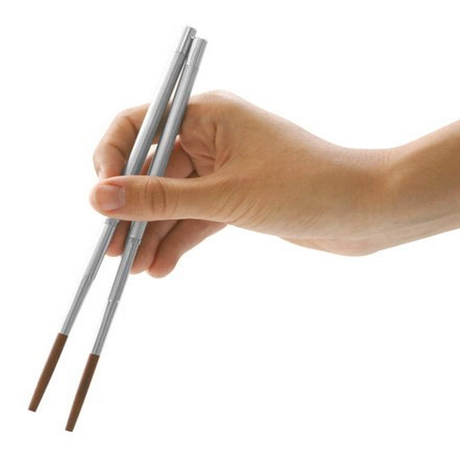 Kikkerland Collapsible Travel Chopsticks - Portable Reusable Stainless Steel Chopsticks for Camping, Hiking & Asian Cuisine | Compact Eating Utensils for On-the-Go Meals