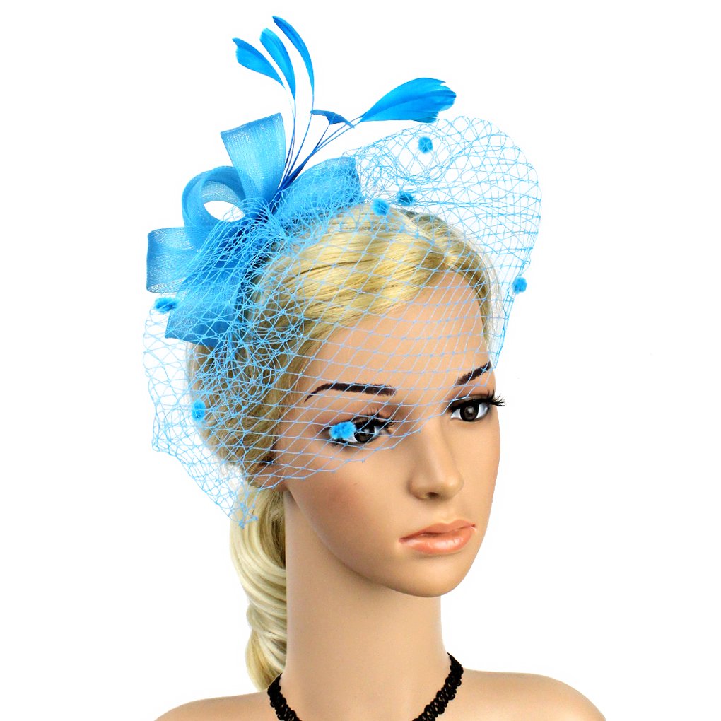 Elegant Mesh Flower Feather Fascinator Hat - Bridal Headpiece Hair Clip for Weddings, Cocktail Parties & Royal Ascot Events | Women's Fashion Hair Accessories