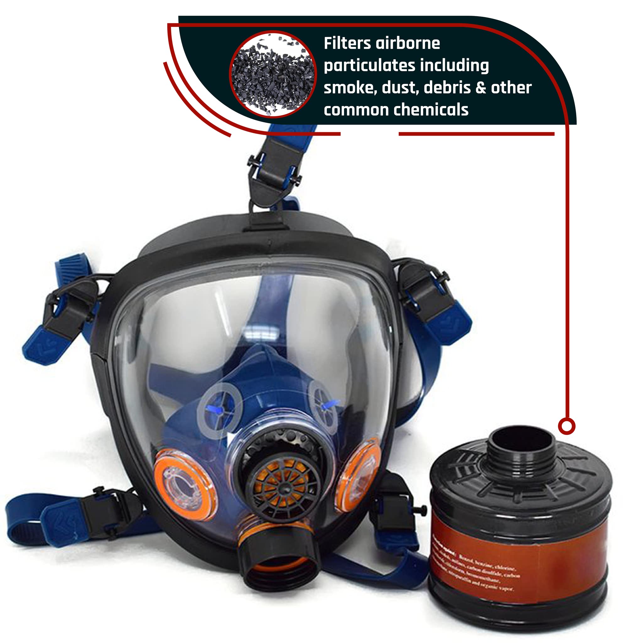 ST-100X Burnt Bronze Mirrored Tactical Full Face Respirator Mask with P-D-1 Single 40mm Carbon Activated Charcoal Filter Canister - Survival Gear, Airsoft, Paintball, Chemical Protection & Emergency Preparedness
