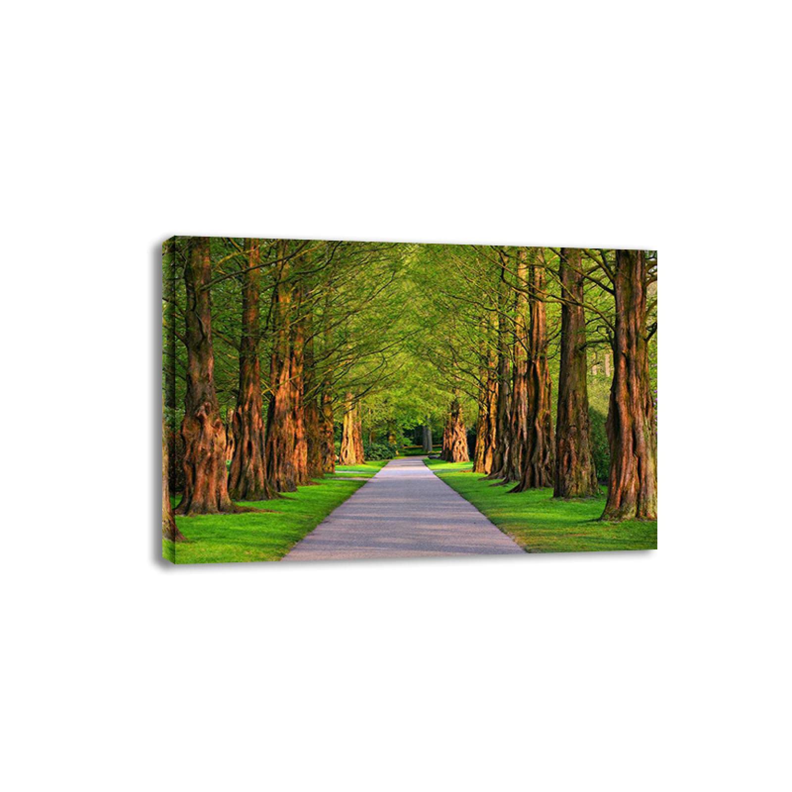 Framed Canvas Wall Art - Summer Forest Park Landscape Painting Print for Living Room Decor (50x75cm/19.6x29.5in) | Nature-Themed Home & Office Wall Decor