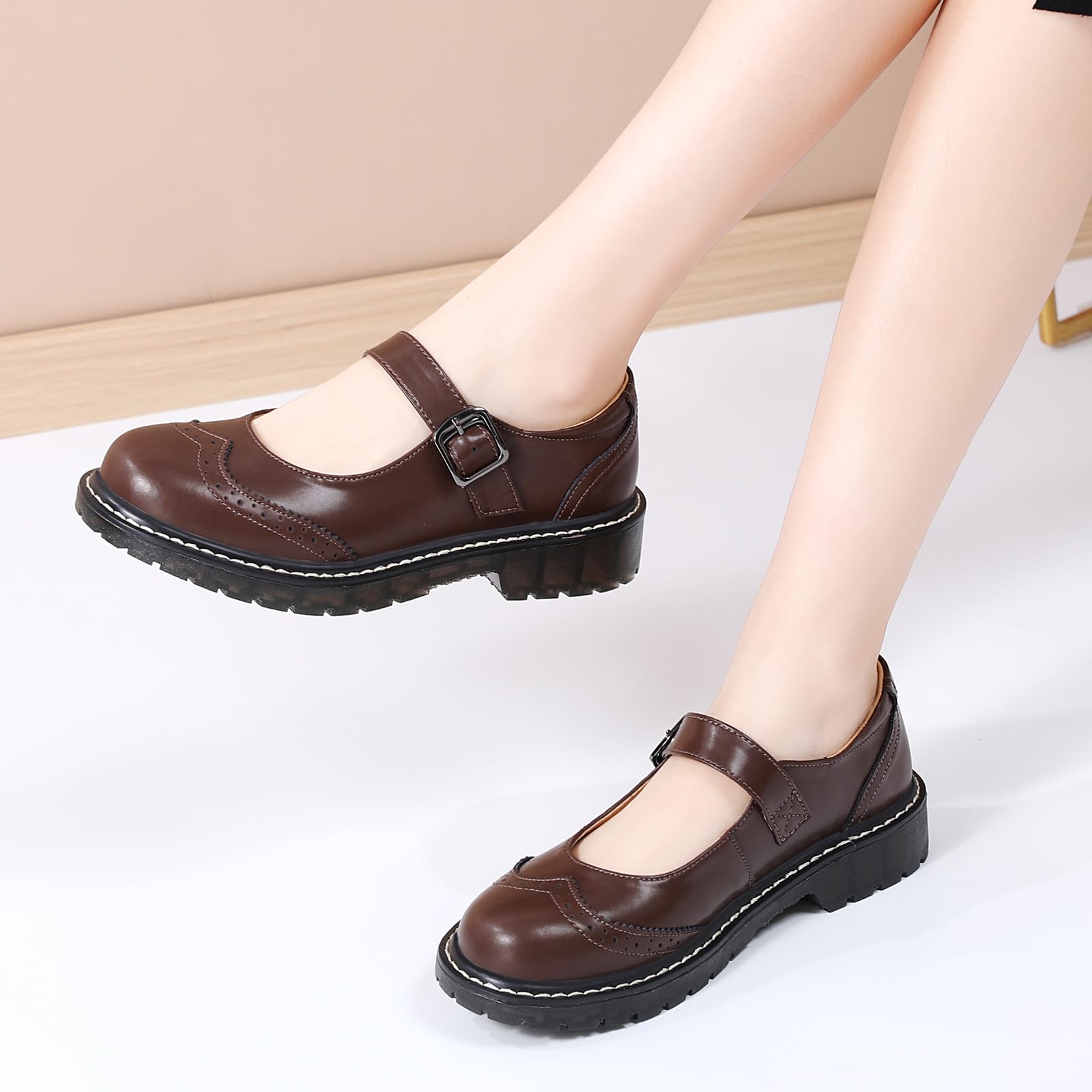 Women's Mary Jane Flats - Comfortable Leather Oxford Shoes with Round Toe & Non-Slip Sole | Dressy & Casual Style for Work, School & Everyday Wear | Perfect for Office, Classroom & Daily Outfits