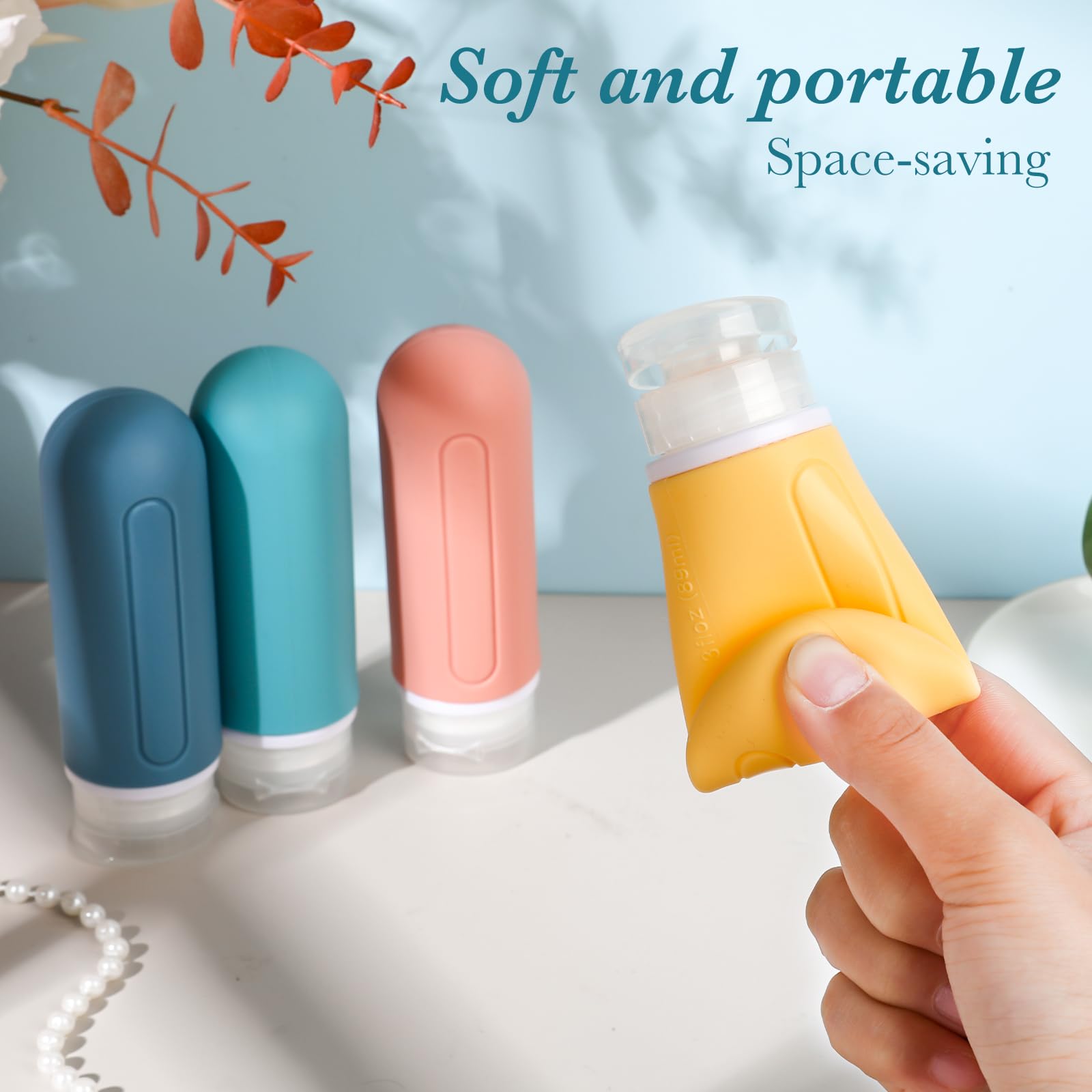 RONRONS 4-Pack Leak Proof Travel Bottles (3oz) - Silicone Toiletry Containers for Shampoo, Lotion & Cream - Perfect for Air Travel, Gym & Vacation Essentials