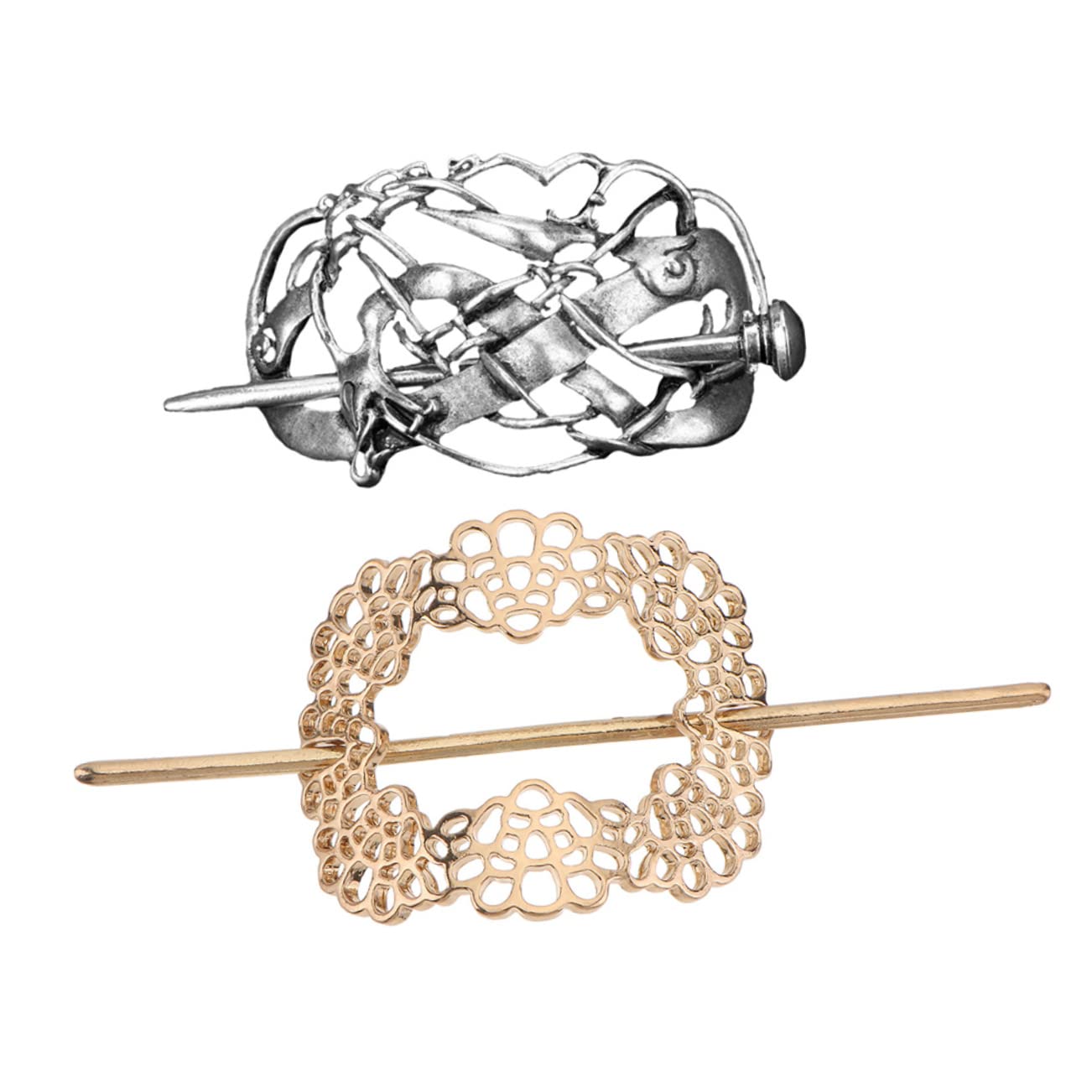 FRCOLOR 2 Pack Small Metal Hair Clips for Women - Braids, Buns & Viking Hairstyles | Alloy Barrettes & Celtic Hairpins | Perfect for Everyday, Weddings & Cosplay