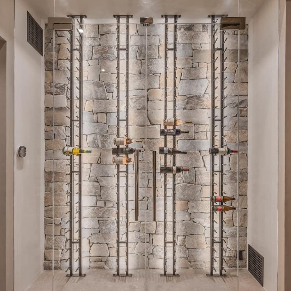 Premium Floor-to-Ceiling Wine Rack - Double Deep Black Metal Wine Bottle Storage (42 Bottle Capacity) - Perfect for Home Cellar, Wine Shop Display & Restaurant Wine Storage