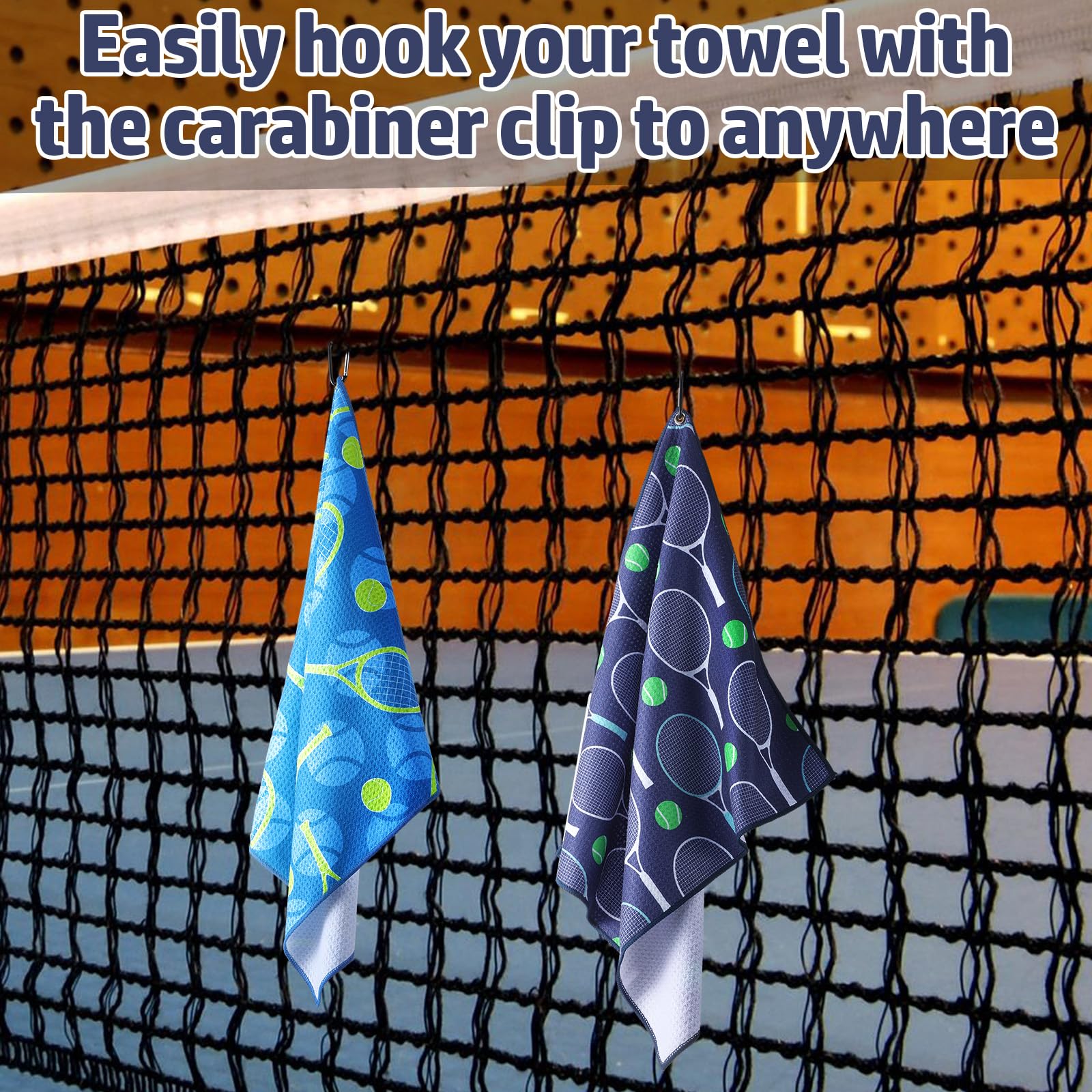 6 Pack Funny Printed Tennis Towels with Clip - 15x17 Inch Soft Microfiber Sweat Towels for Women & Men - Perfect for Tennis Matches, Gym Workouts and Sports Gifts