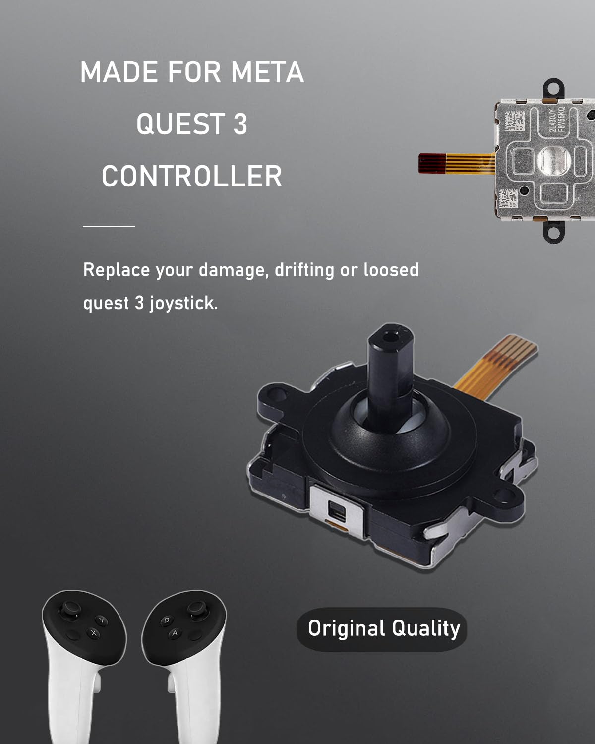 2 Pack Joystick Replacement Kit for Meta Quest 3 Controller (10-in-1) - Includes 4 Joysticks, 4 Thumbstick Grips, T5 Screwdriver, Tweezer & Pry Tool - Perfect for Oculus Quest 3 Controller Repair & Maintenance - Ideal for VR Gaming Enthusiasts & DIY Fixes