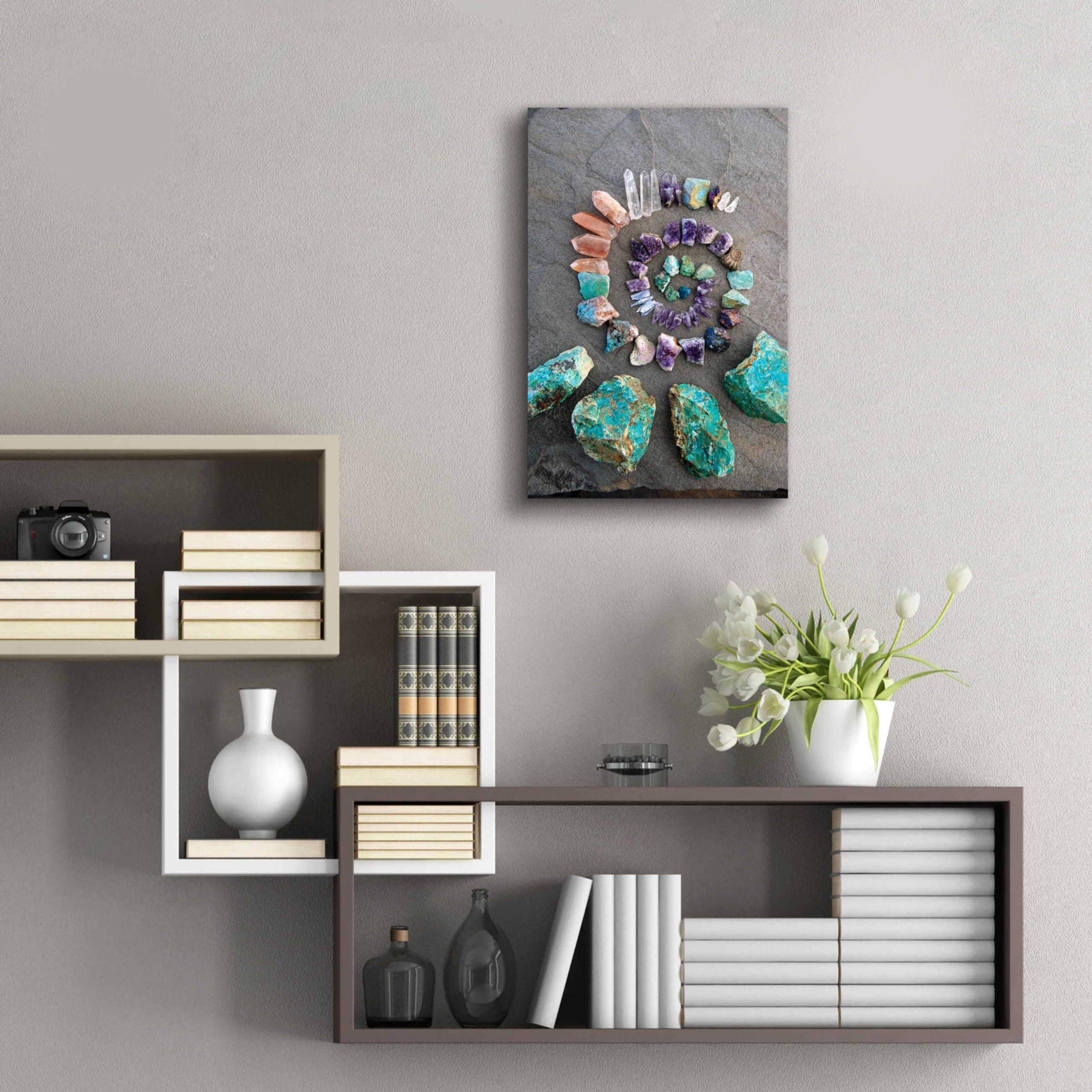 Epic Art 'Reiki Energy Crystal Spiral' by Elena Ray - 16x24 Inch Acrylic Glass Wall Decor | Spiritual Healing Home & Office Decoration | Meditation Room & Yoga Studio Artwork