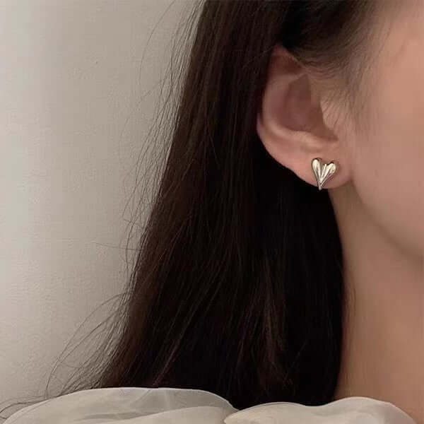 14K Gold Plated Mini Puffed Heart Stud Earrings for Women - Dainty Valentine's Day Gift for Her | JDE719 | Perfect for Date Nights, Anniversaries & Everyday Wear