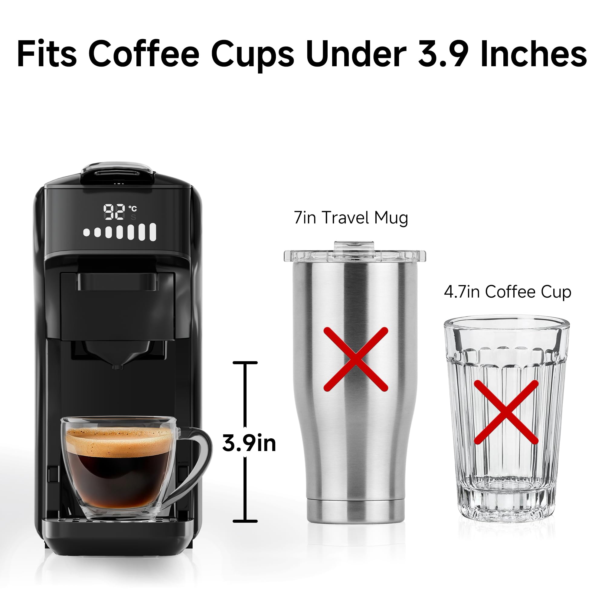 HiBREW H1B 6-in-1 Coffee Pod Machine | 19 Bar Espresso Maker for K-Cup, Nespresso & DG Pods | Brews Hot & Iced Coffee | Perfect for Home, Office & Small Spaces (Black)