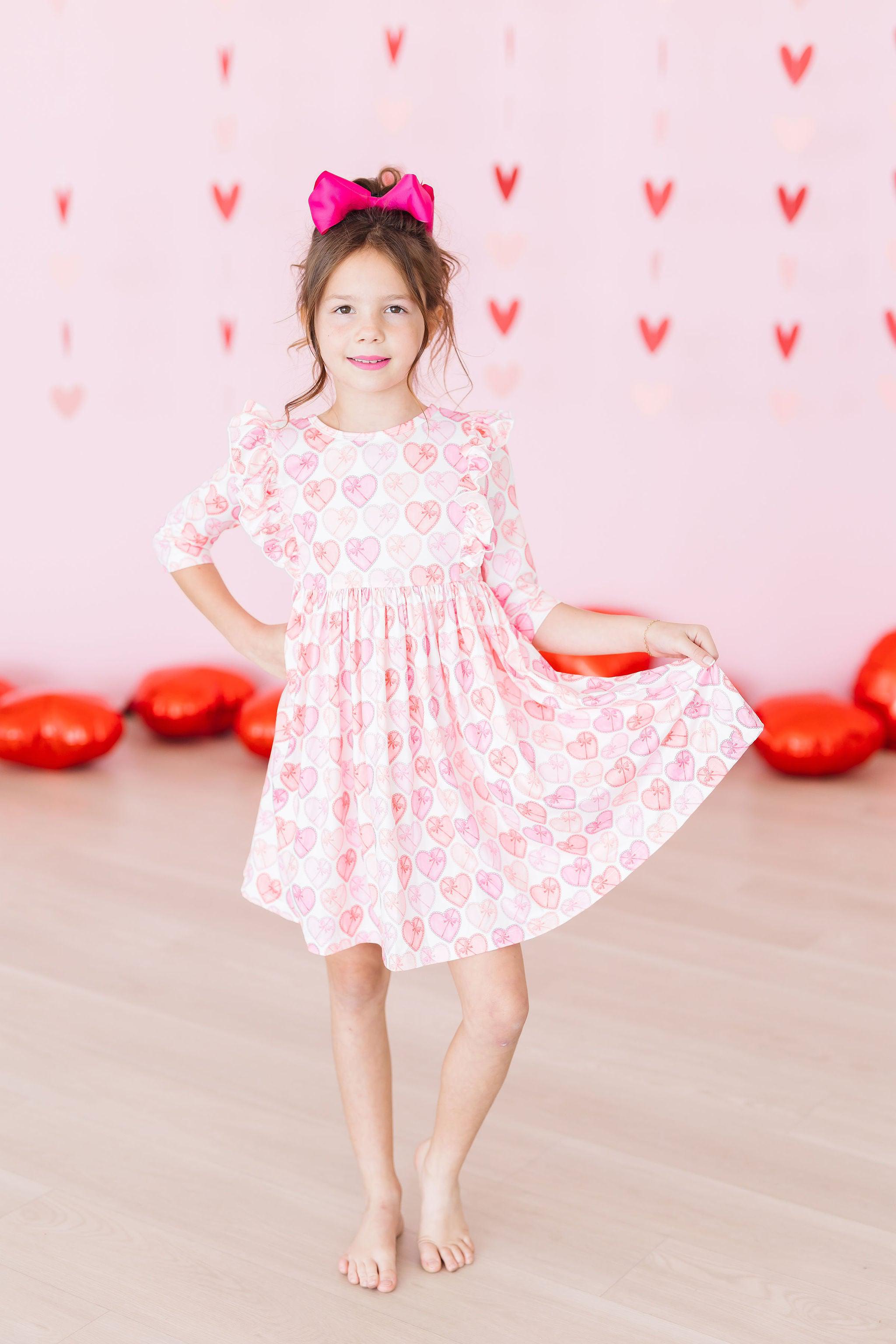 Elegant 3/4 Sleeve Ruffle Twirl Dress for Women | Romantic Flowy Party Dress | Perfect for Weddings, Dates & Special Occasions