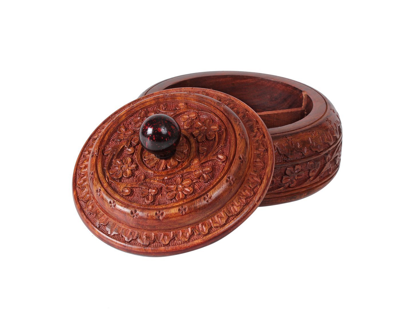 Premium Large Wooden Spice Rack Organizer Box - 4-Tier Spice Holder & Storage Container (Masala Dabba) - Perfect for Kitchen Countertop, Pantry Organization & Indian Cooking Essentials
