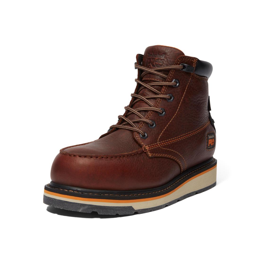 Gridworks 6 Inch Alloy Toe Waterproof Work Boots for Men - Slip Resistant Safety Shoes, Brown - Ideal for Construction, Warehouse & Outdoor Work