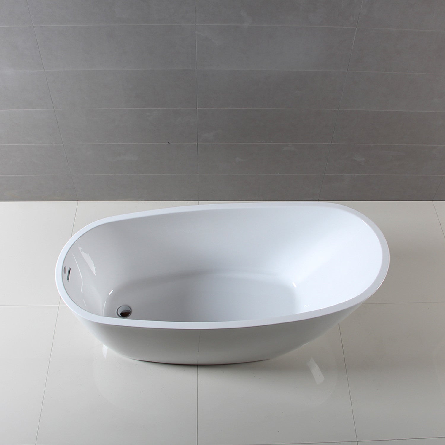 Aqua Eden 68 Inch Acrylic Oval Freestanding Bathtub - Glossy White Slipper Soaking Tub with Drain | Luxury Bathroom Upgrade for Spa-Like Relaxation at Home