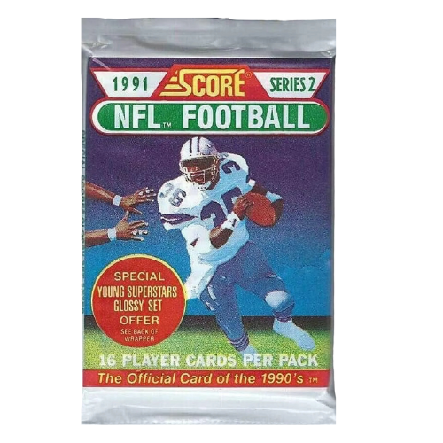1991 Score Series 2 Unopened Football Trading Cards Pack - Vintage NFL Collectibles for Sports Memorabilia Enthusiasts & Card Collectors
