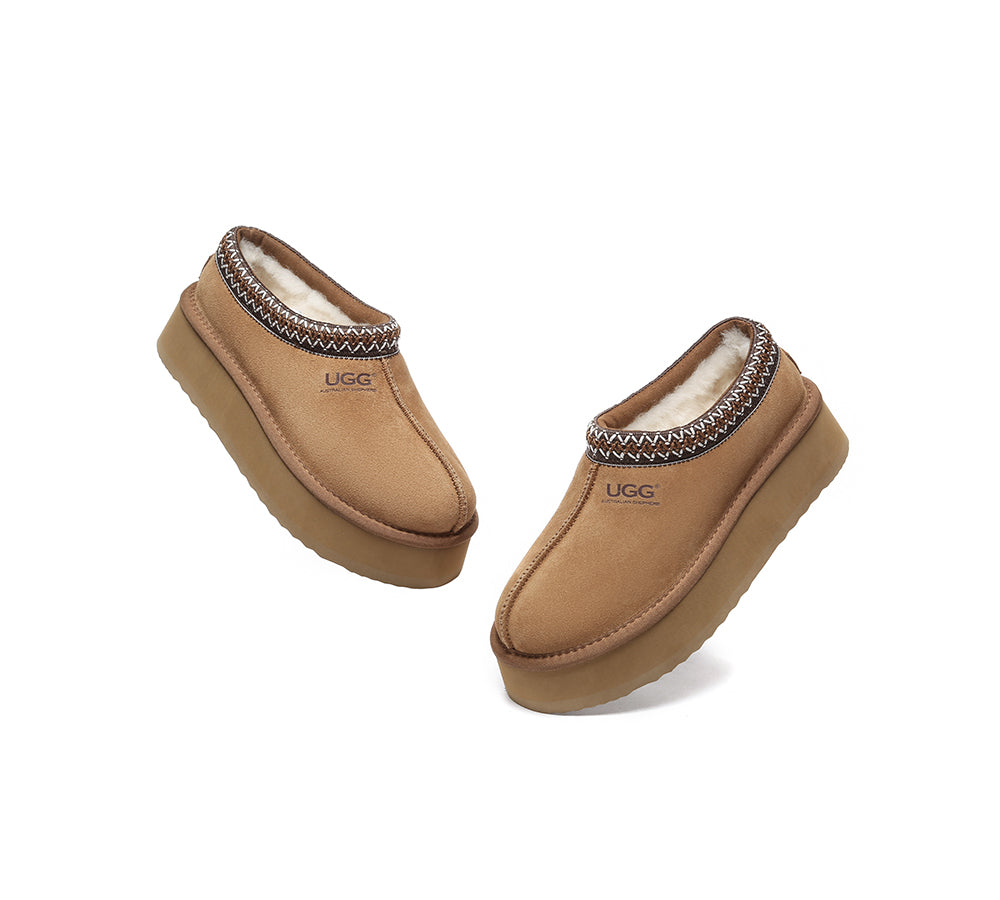 Australian Shepherd® UGG Slippers - Genuine Sheepskin Wool Ankle Boots with Platform Sole | Cozy House Shoes for Women, Winter Indoor/Outdoor Comfort