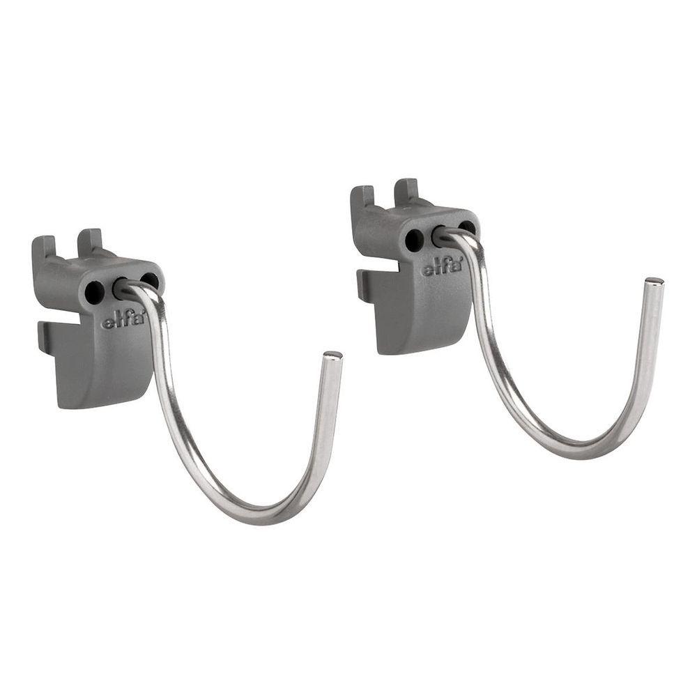 Elfa Small Round Metal Storage Hooks (2 Pack, Grey) - Perfect for Organizing Kitchen, Bathroom, and Office Spaces