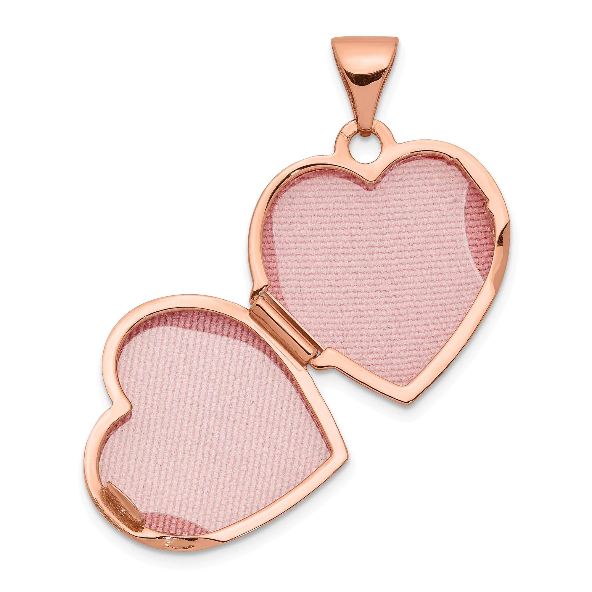 14K Rose Gold Heart Locket Necklace with Diamond - 15mm Polished Pendant for Women - Perfect for Valentine's Day, Anniversary & Romantic Gifts