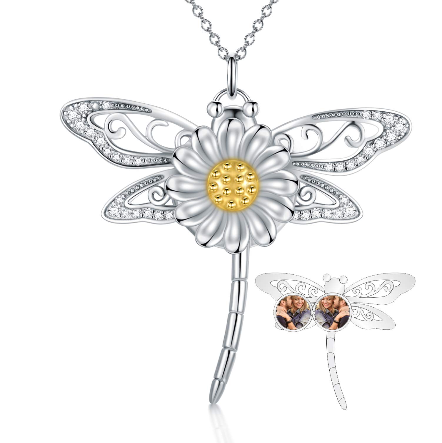 Custom Photo Locket Necklace for Women - Butterfly, Dragonfly, Bee & Owl Designs - Personalized Jewelry Gift for Mom, Wife, Girlfriend - Perfect for Birthdays, Anniversaries & Special Occasions
