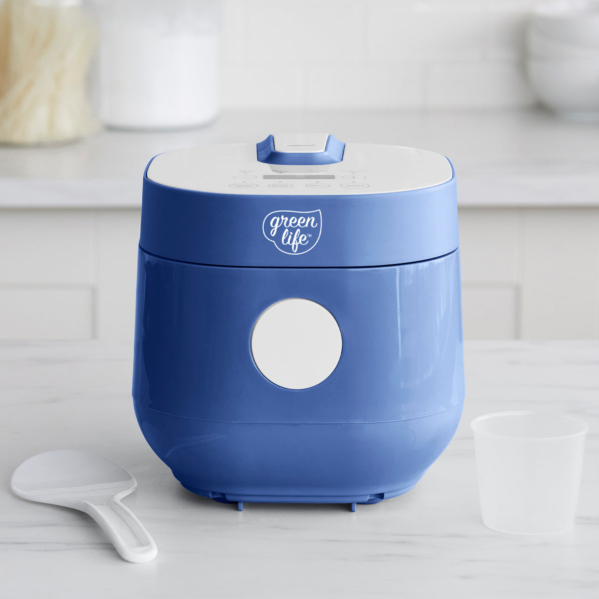 GreenLife 4-Cup Nonstick Rice Cooker & Grain Steamer | Perfect for White Rice, Quinoa & Oatmeal | Compact Kitchen Appliance for Small Spaces & Dorm Rooms | BPA-Free Ceramic Coating in Blue