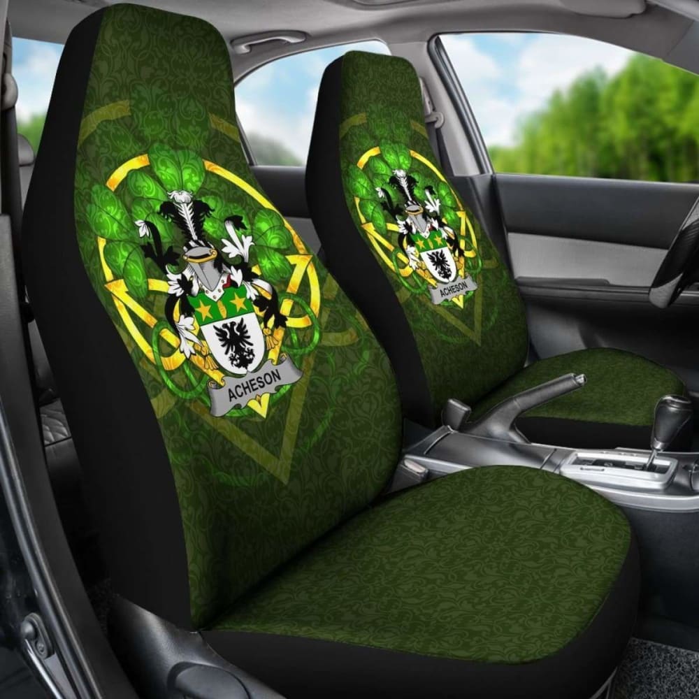 Acheson Ireland Car Seat Cover Set of 2 - Celtic Shamrock Design for Cars, SUVs & Trucks - Waterproof & Durable Seat Protectors for Pets, Kids & Daily Use