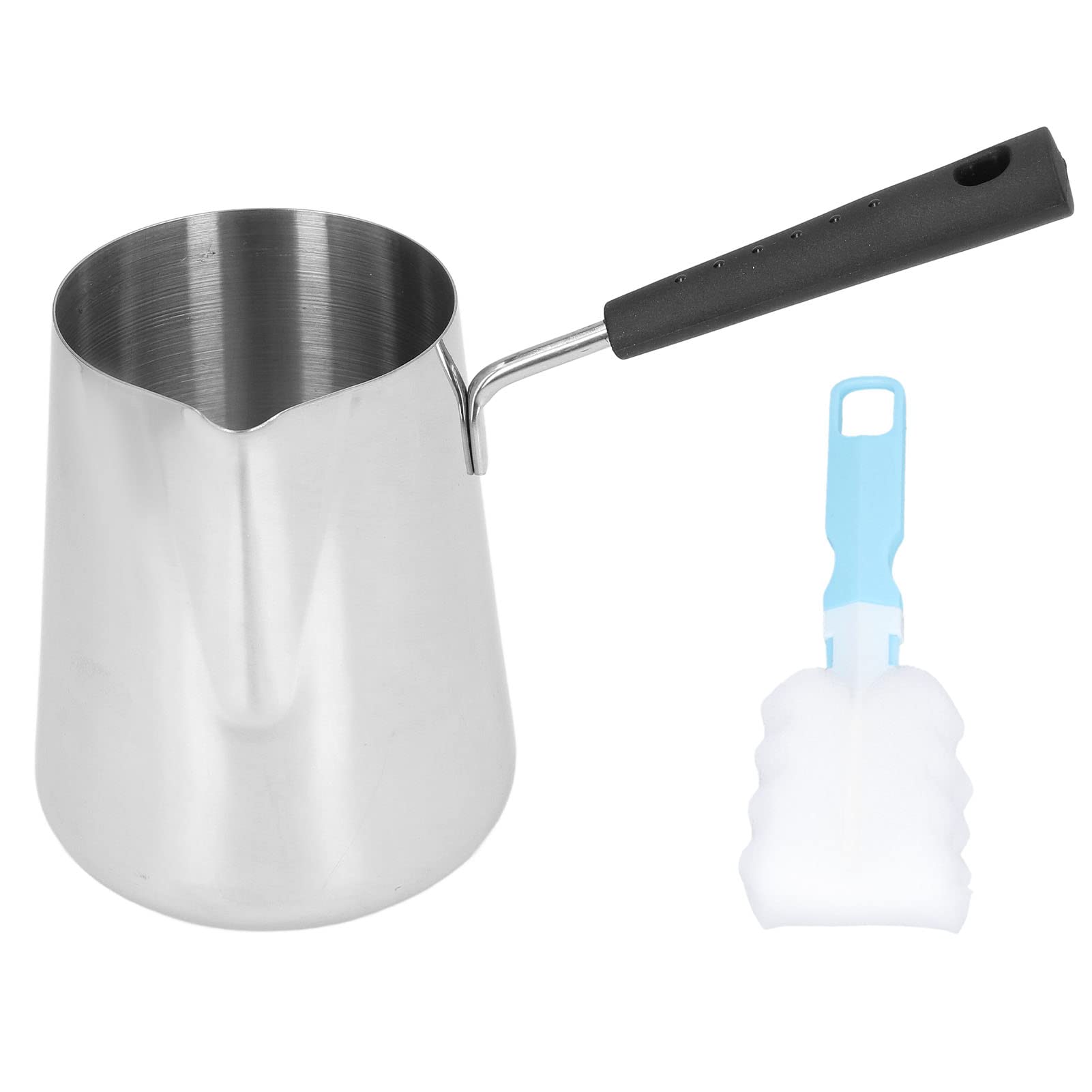 Premium 900ml Stainless Steel Turkish Coffee Pot with Spout - Milk Warmer, Butter Melting Pot & Small Sauce Pan for Home, Coffee Shops & Turkish Brewing - Perfect for Stovetop & Camping Use