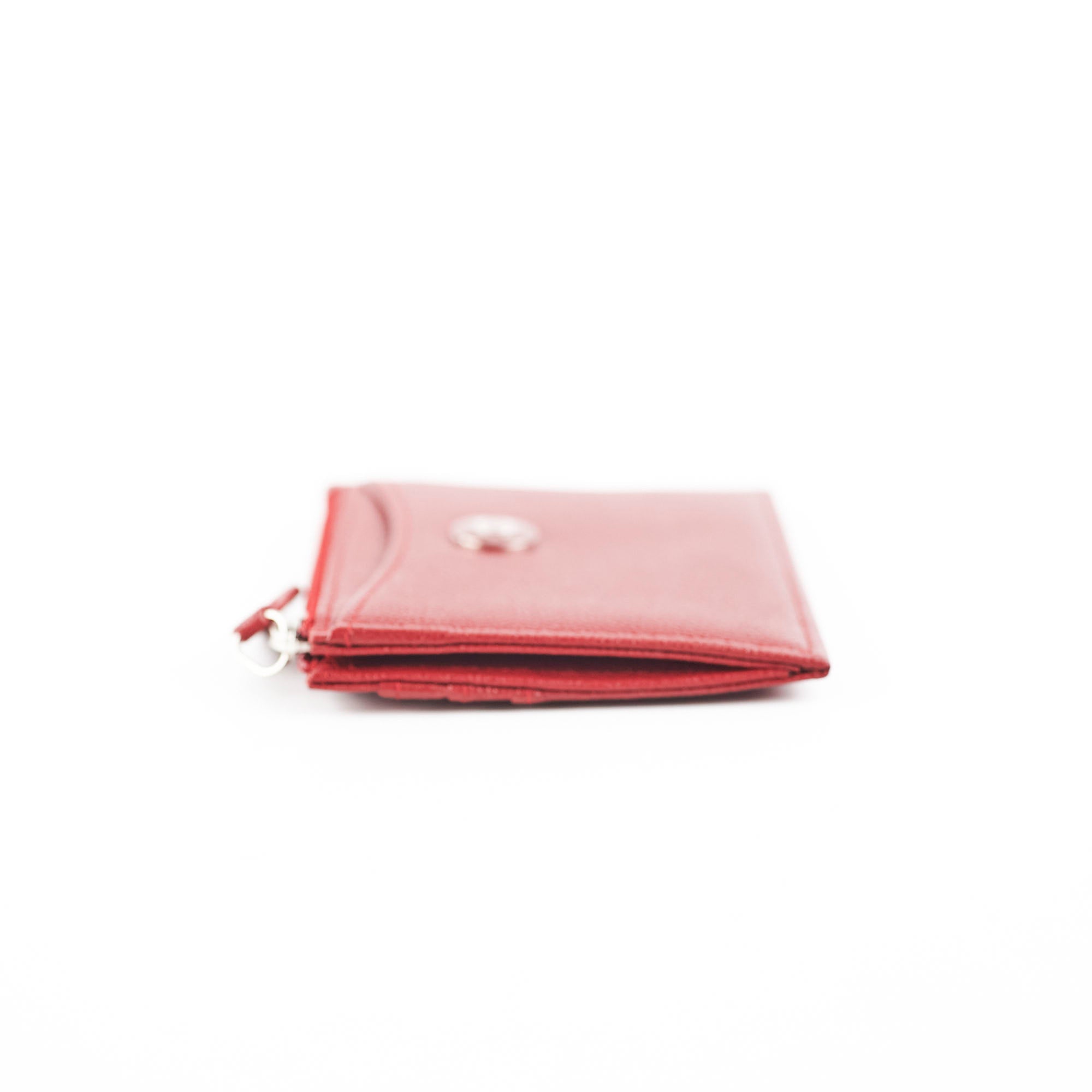 Chanel Caviar Leather Zip Card Holder Wallet in Red - Perfect for Everyday Use, Travel & Gift Giving