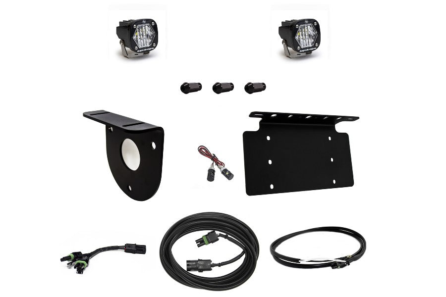 2021-2023 Ford Bronco Baja Designs Dual S1 Reverse Light Kit with License Plate Mount & Upfitter Switches - Off-Road Lighting for Night Driving & Trail Adventures