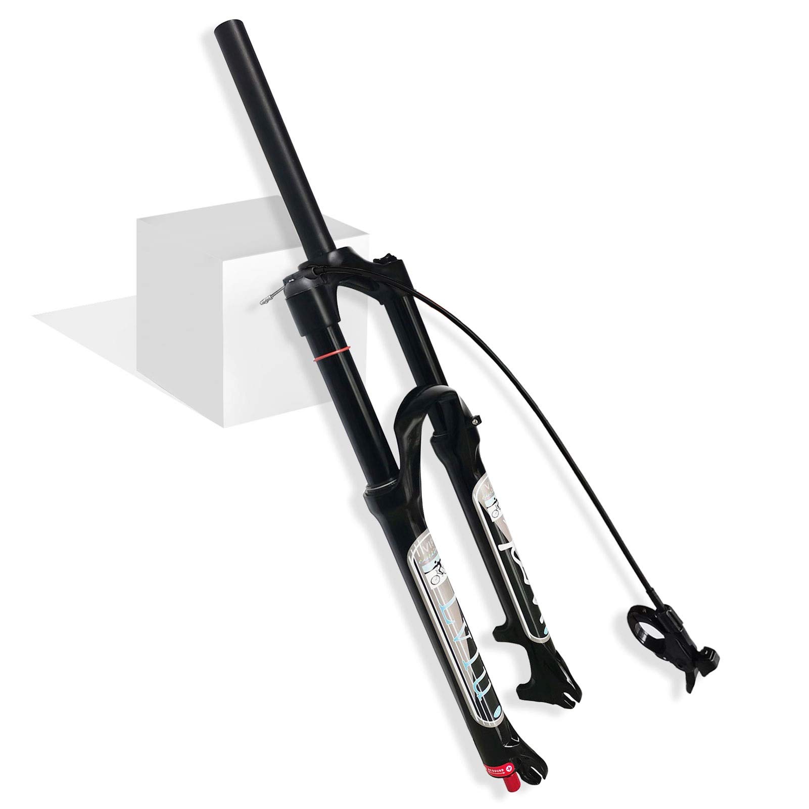 **Mountain Bike Air Suspension Front Fork - 26/27.5/29 Inch, 140mm Travel, Rebound Adjust, QR 9mm, Black (Straight Remote Lock Out) - Perfect for Trail Riding, Downhill & Cross-Country Cycling**