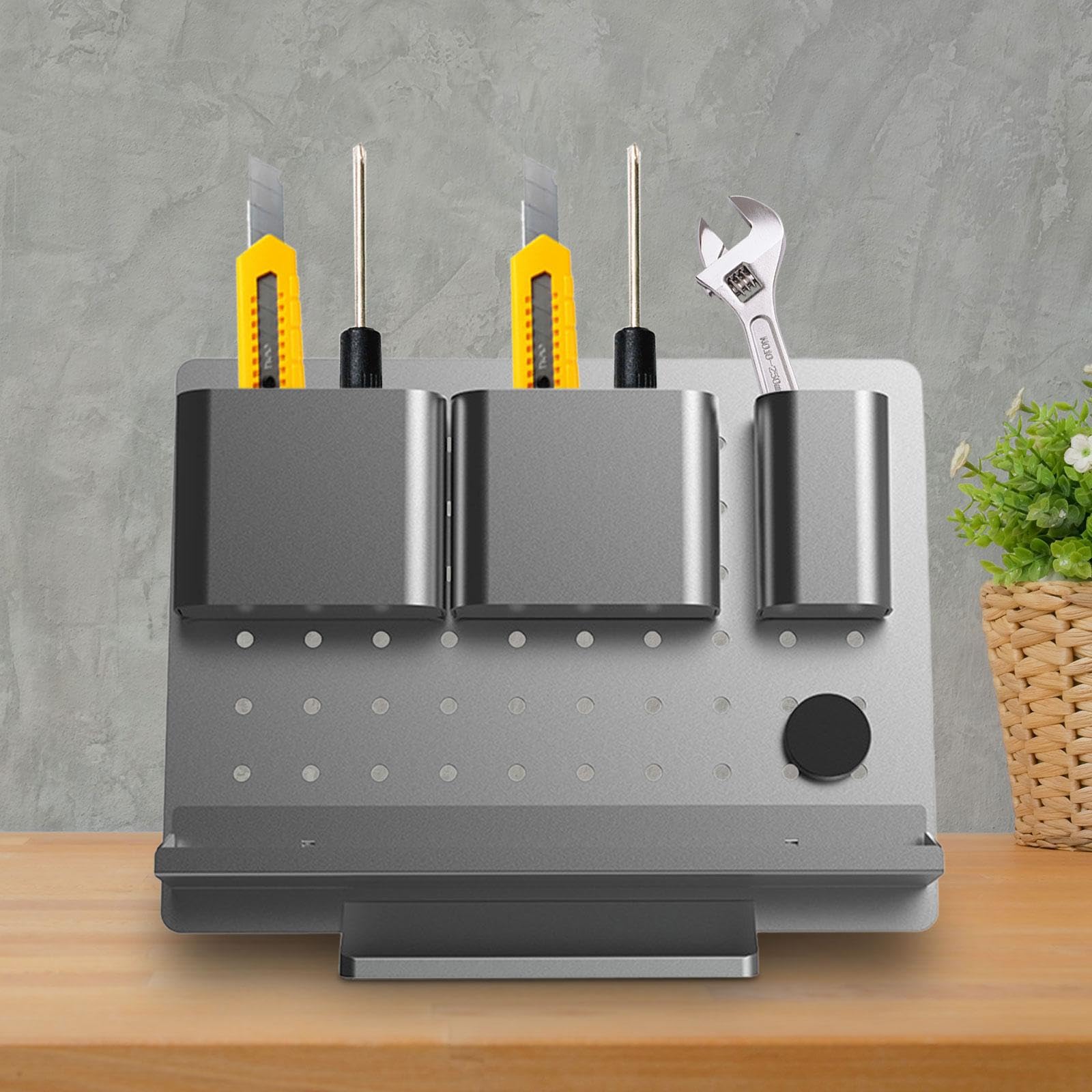 Leefasy Metal Desk Organizer - Stationery Storage Box with 5 Compartments, Office & School Supplies Organizer for Vanity, Countertop, Classroom, Home & Office Use (Perfect for Pens, Pencils, Scissors & More)