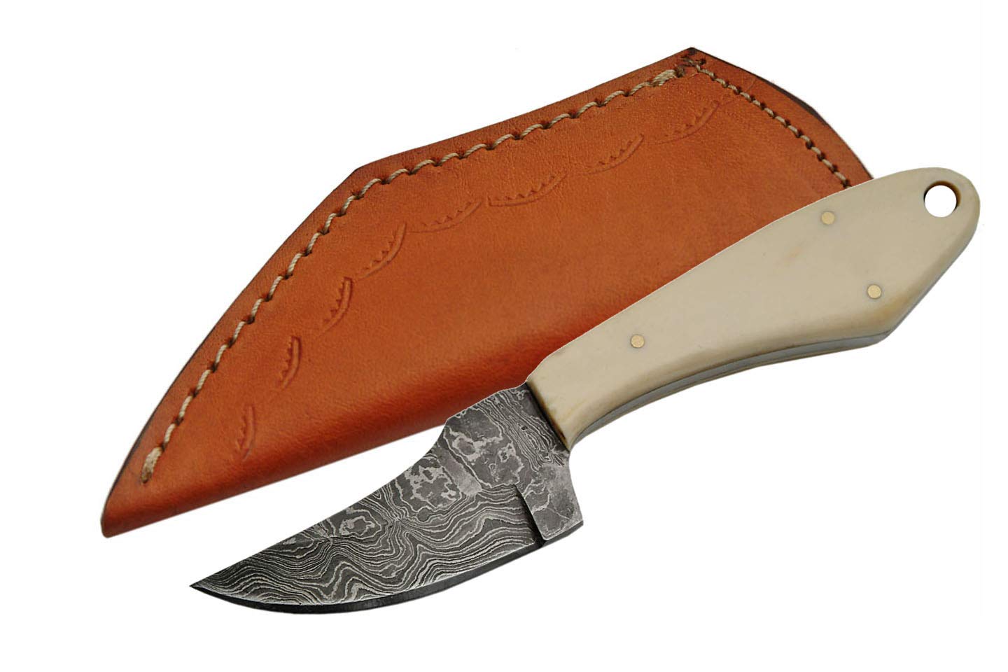 Premium Damascus Steel Cat Skinner Hunting Knife - Handcrafted Outdoor Survival & Skinning Tool for Hunting, Camping, and Bushcraft