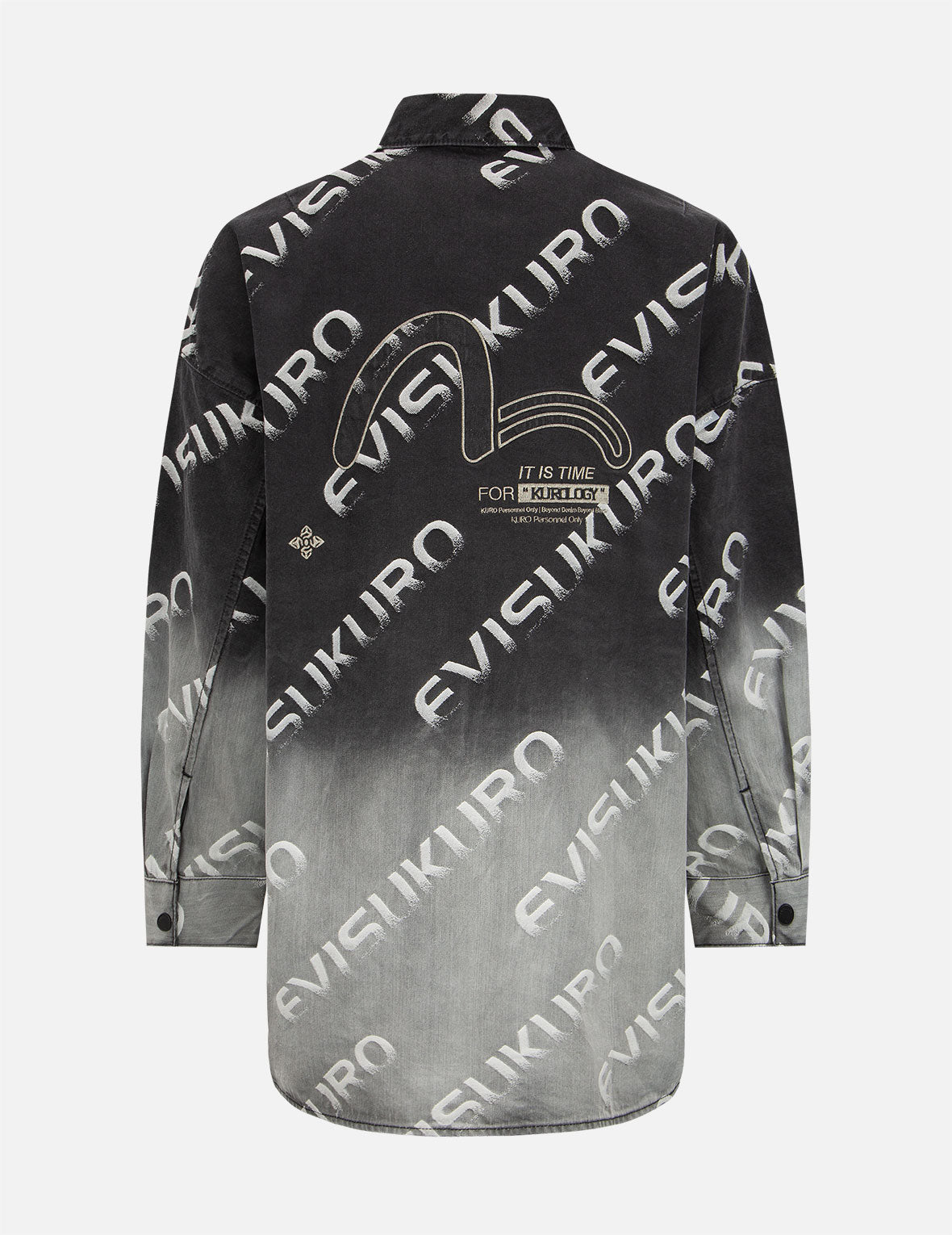 Degraded Oversized Logo Jacquard Shirt Jacket for Men - Trendy Streetwear & Casual Layering Outfits