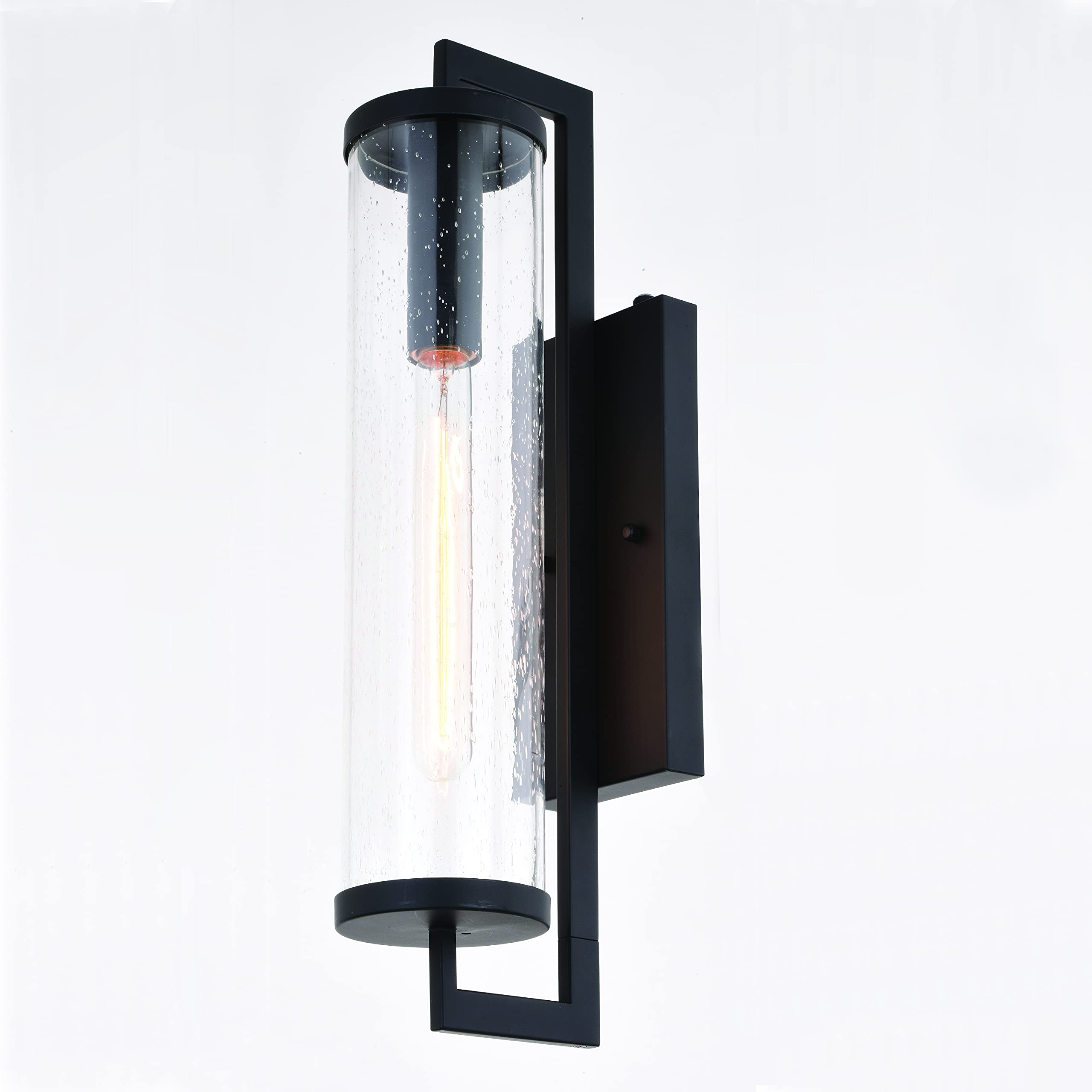 VAXCEL Morgan Park 20-inch Height 1-Light Black Dusk to Dawn Contemporary Outdoor Wall Lantern with Clear Glass - Perfect for Porch, Patio, Garage and Entryway Lighting