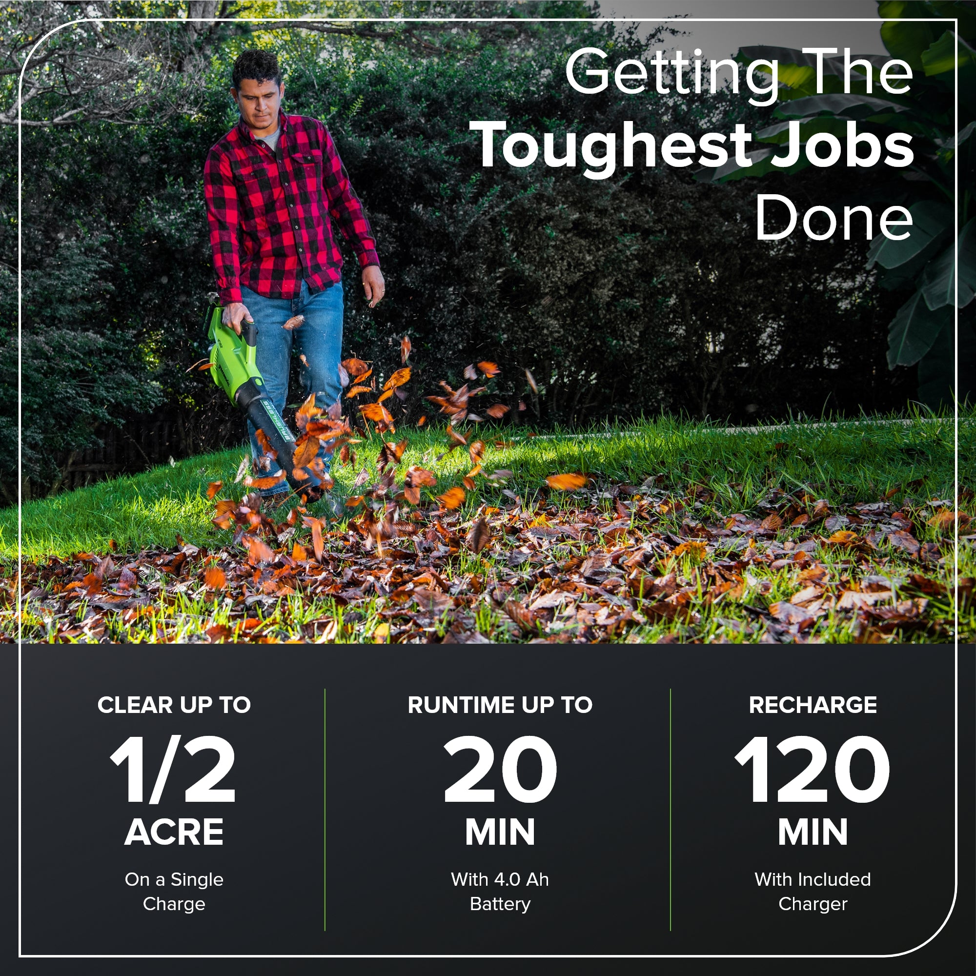 40V 550 CFM Cordless Battery Leaf Blower (Tool Only) - Powerful Yard Cleanup for Leaves, Grass & Debris - Ideal for Home, Garden & Lawn Maintenance