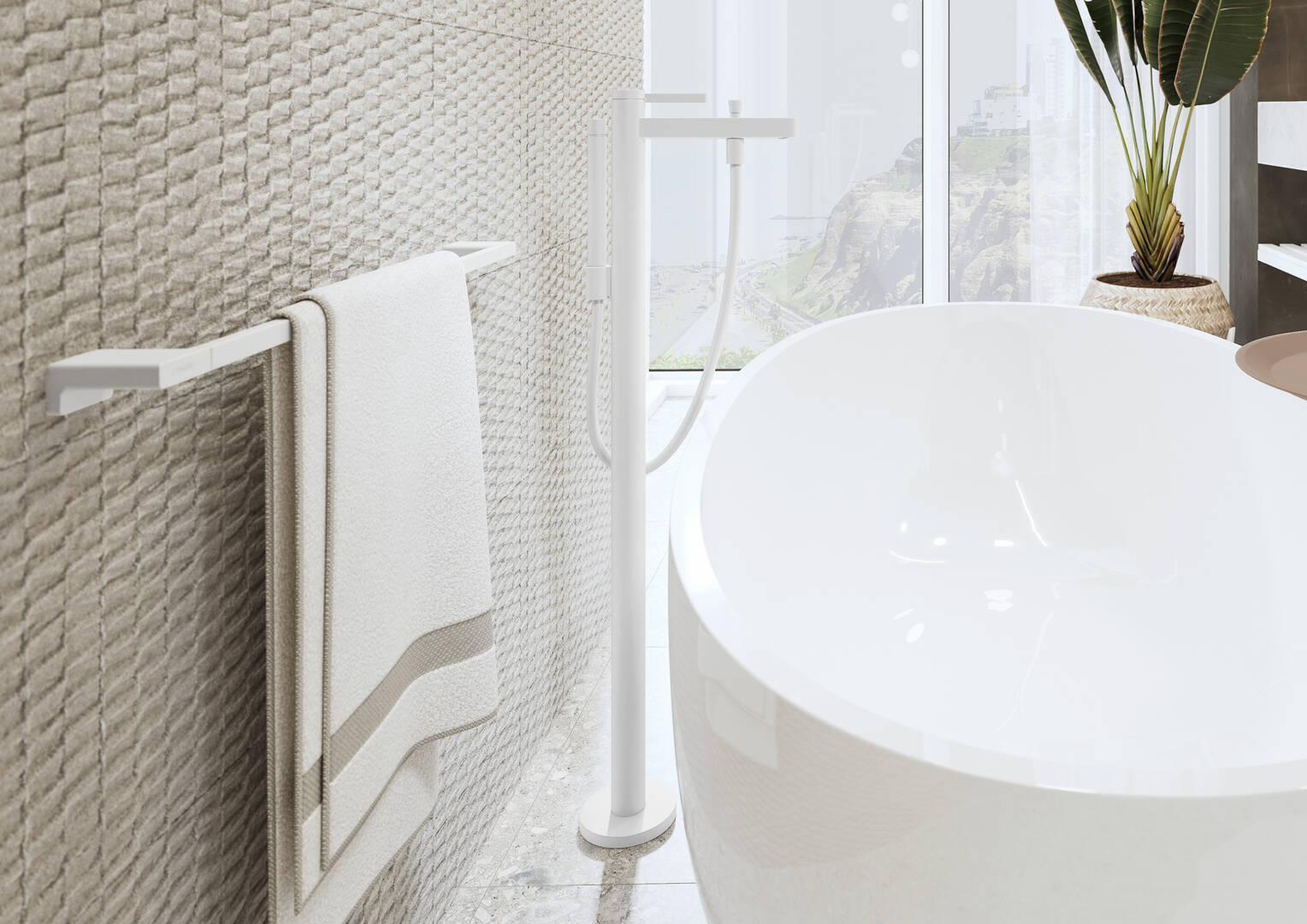 Hansgrohe AddStoris 24-Inch Towel Bar in Matte White (41747700) - Bathroom Towel Holder for Modern & Luxury Home Decor
