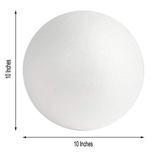 2 Pack 10-Inch White Foam Balls for DIY Crafts, Kids Art Projects, School Activities, Wedding & Birthday Party Decorations - Large Round Foam Spheres for Home Decor, Floral Arrangements, and Creative Designs