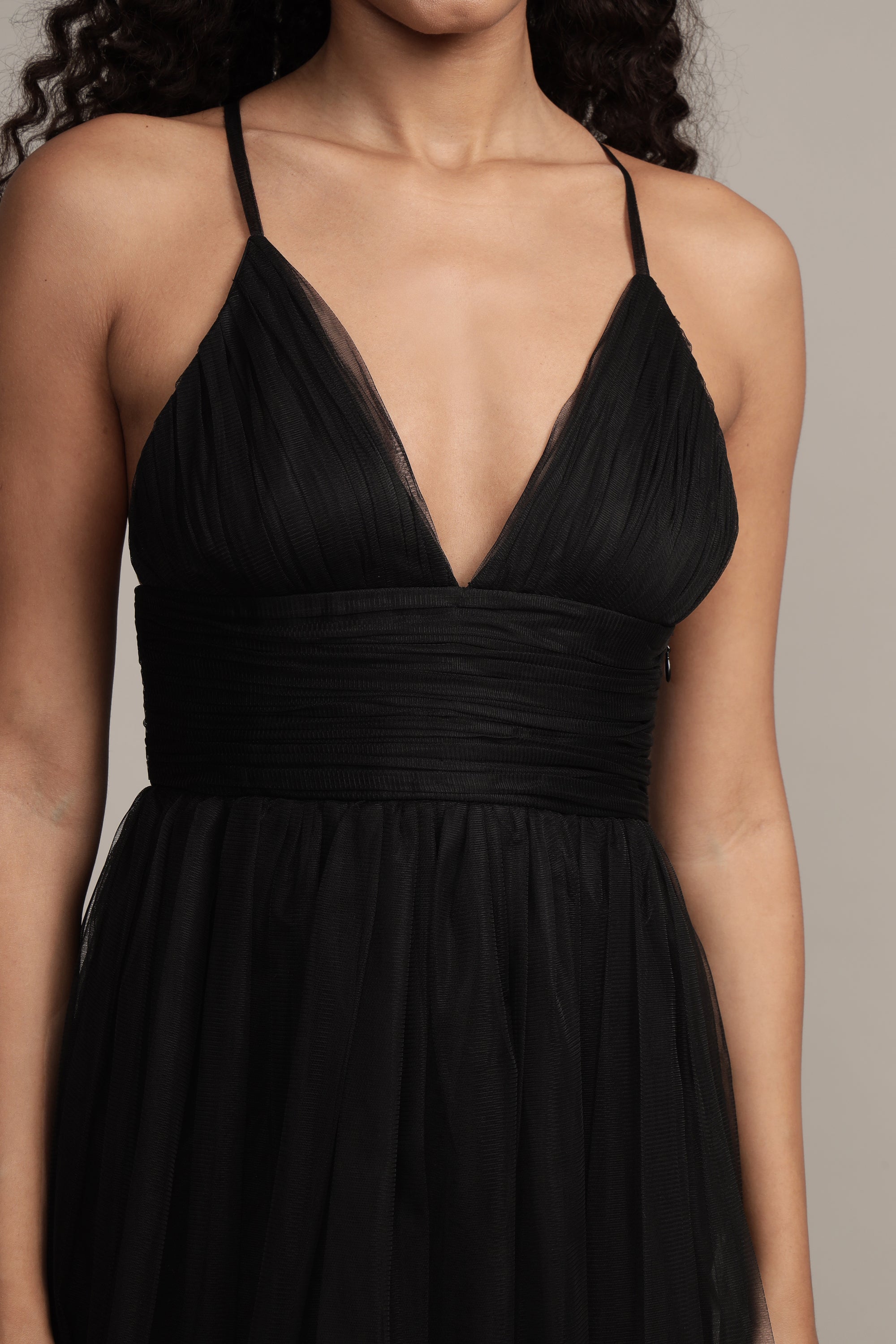 Elegant Black Opal Tulle Maxi Dress for Women - Perfect for Evening Parties, Weddings & Special Occasions
