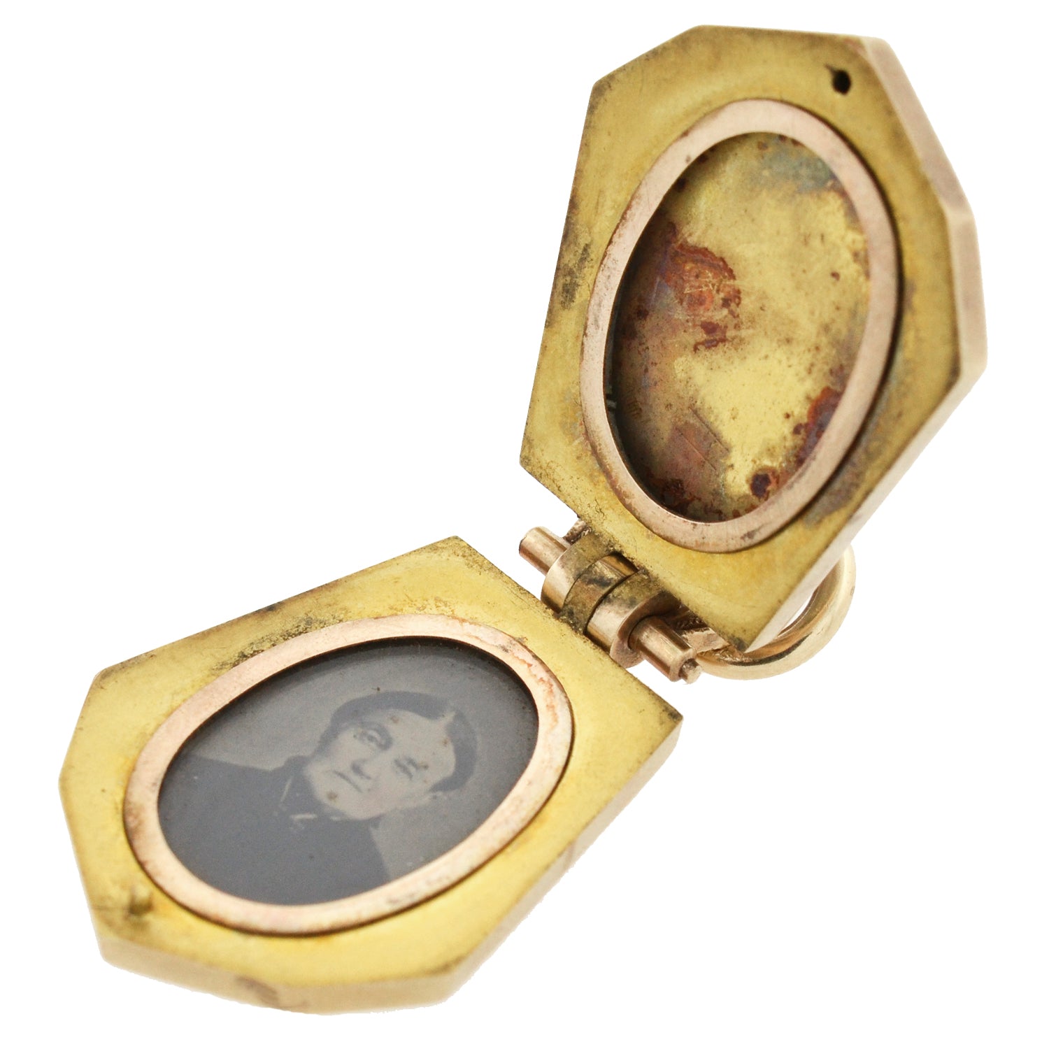 Victorian 15kt Gold Inlaid Quartz Locket Necklace - Elegant Antique Jewelry for Women, Perfect for Weddings, Anniversaries & Special Occasions