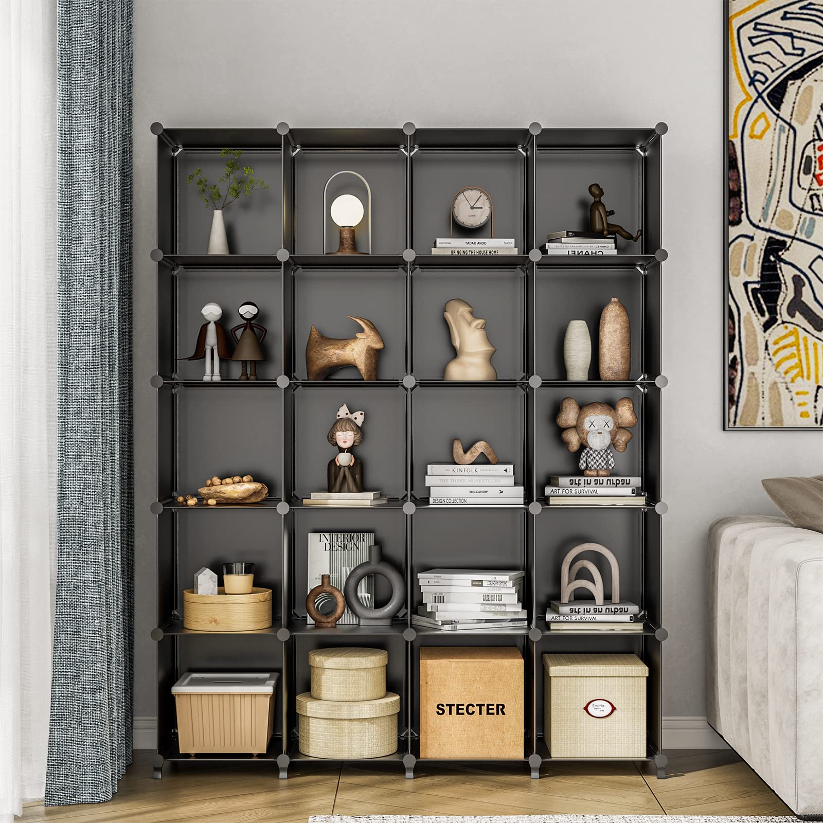 6-Cube Closet Organizer & Storage Shelf - Black Fabric Bookcase for Bedroom, Office, Kids Room | Perfect for Clothes, Toys, Books & Home Organization