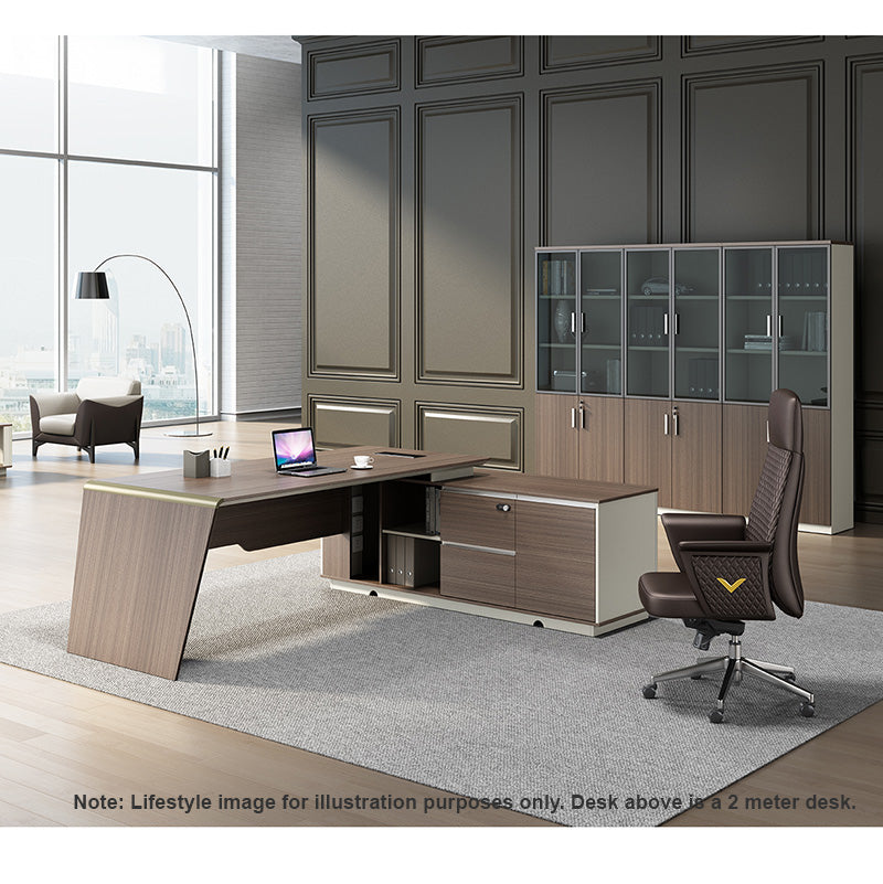 ANDERS Executive Desk with Reversible Return - 1.4M Modern Office Desk in Hazelnut & Beige | Home Office Furniture for Professionals & Remote Workers
