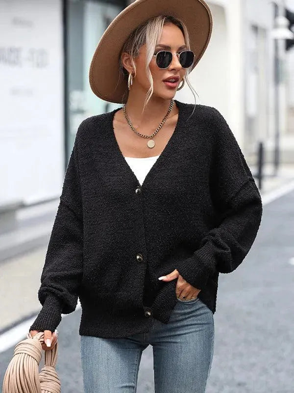 Women's V-Neck Button Cardigan Sweater - Soft & Stylish Knitwear for Casual Wear, Office & Layering