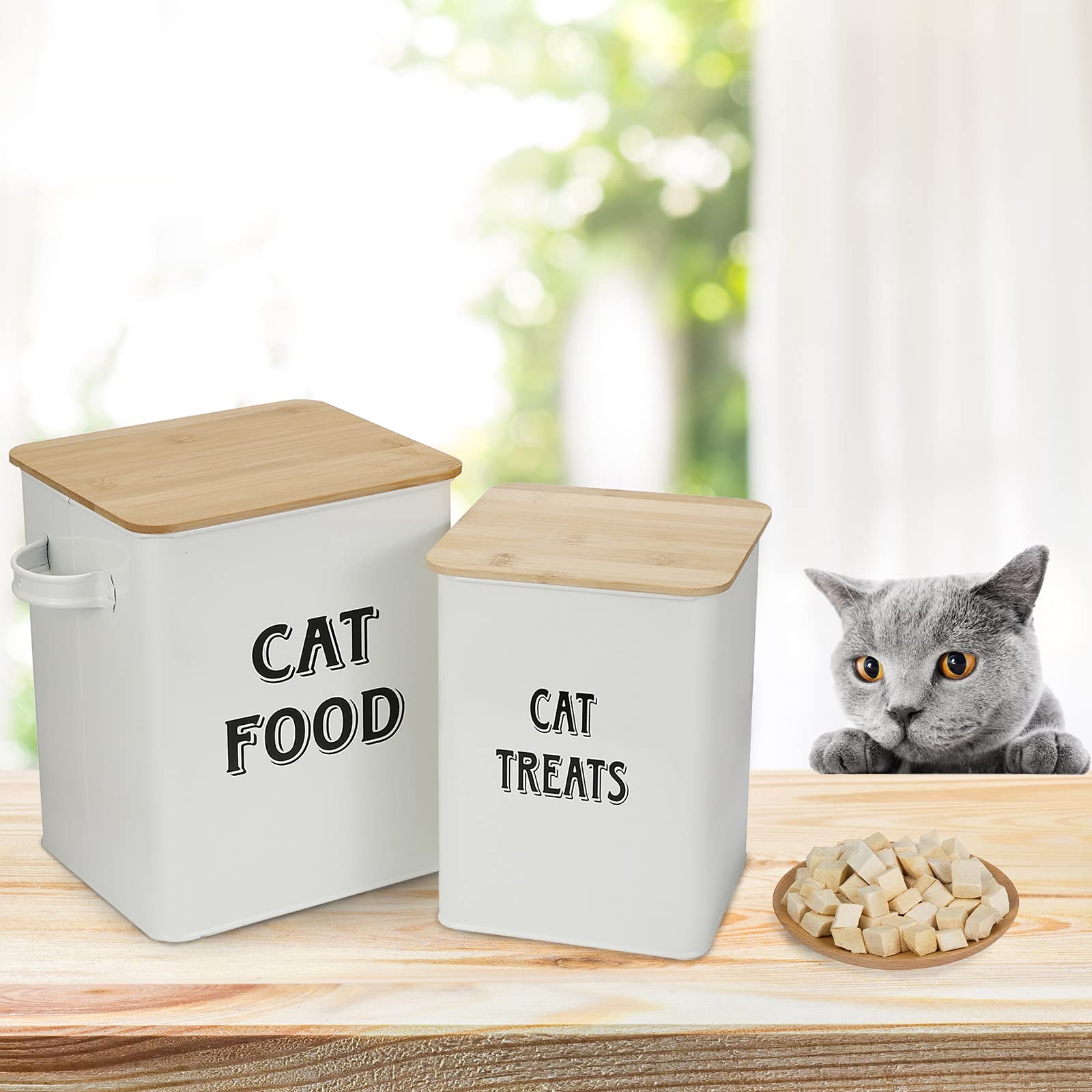 Premium Cat Food Storage Container with Lid & Scoop - Airtight Farmhouse Pet Food Bin for Dry & Wet Treats, Durable Kitchen Countertop & Shelf Organizer - Ideal Gift for Cat Owners - Perfect for Home, Travel & Outdoor Use