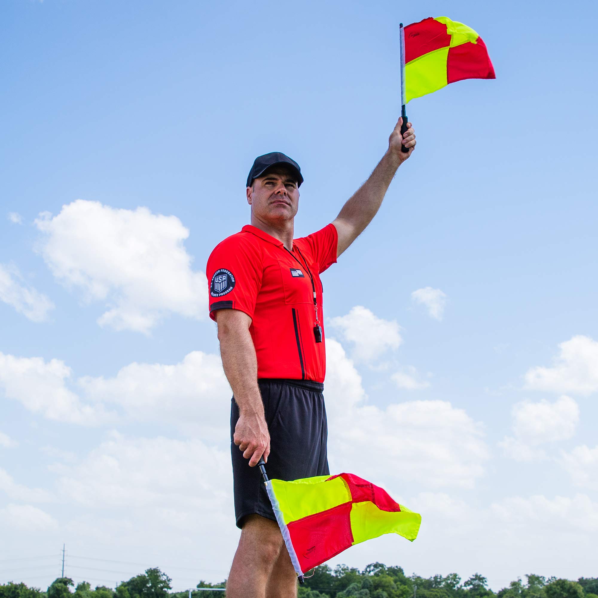 Champion Sports Official Solid Linesman's Flag - High Visibility Soccer Referee Flag for Football Games, Youth Sports & Training - Perfect for Coaches, Referees & Sports Enthusiasts
