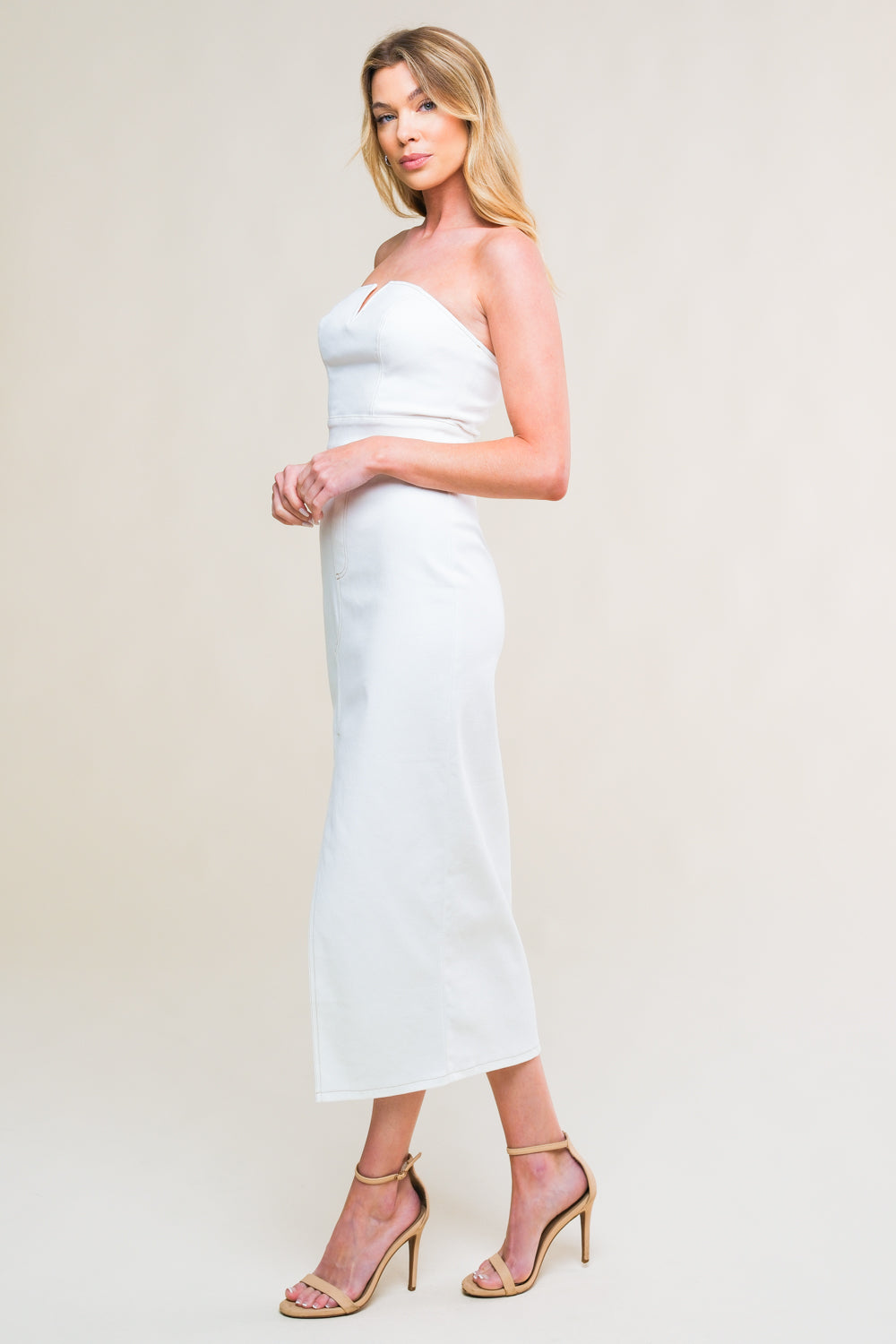 Easygoing Beauty White Denim Midi Dress - Women's Casual Summer Dress for Brunch, Beach & Date Night