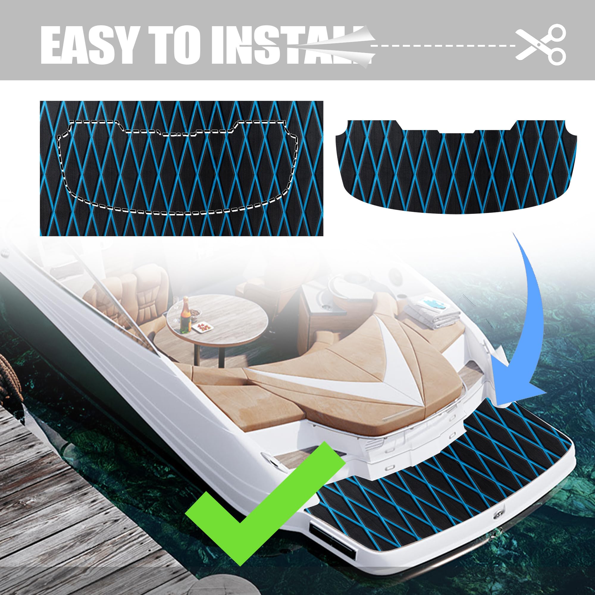 EVA Foam Boat Flooring Mat - Self-Adhesive Decking for Bass Boats, Yachts & RVs - Waterproof & Durable Marine Flooring (94