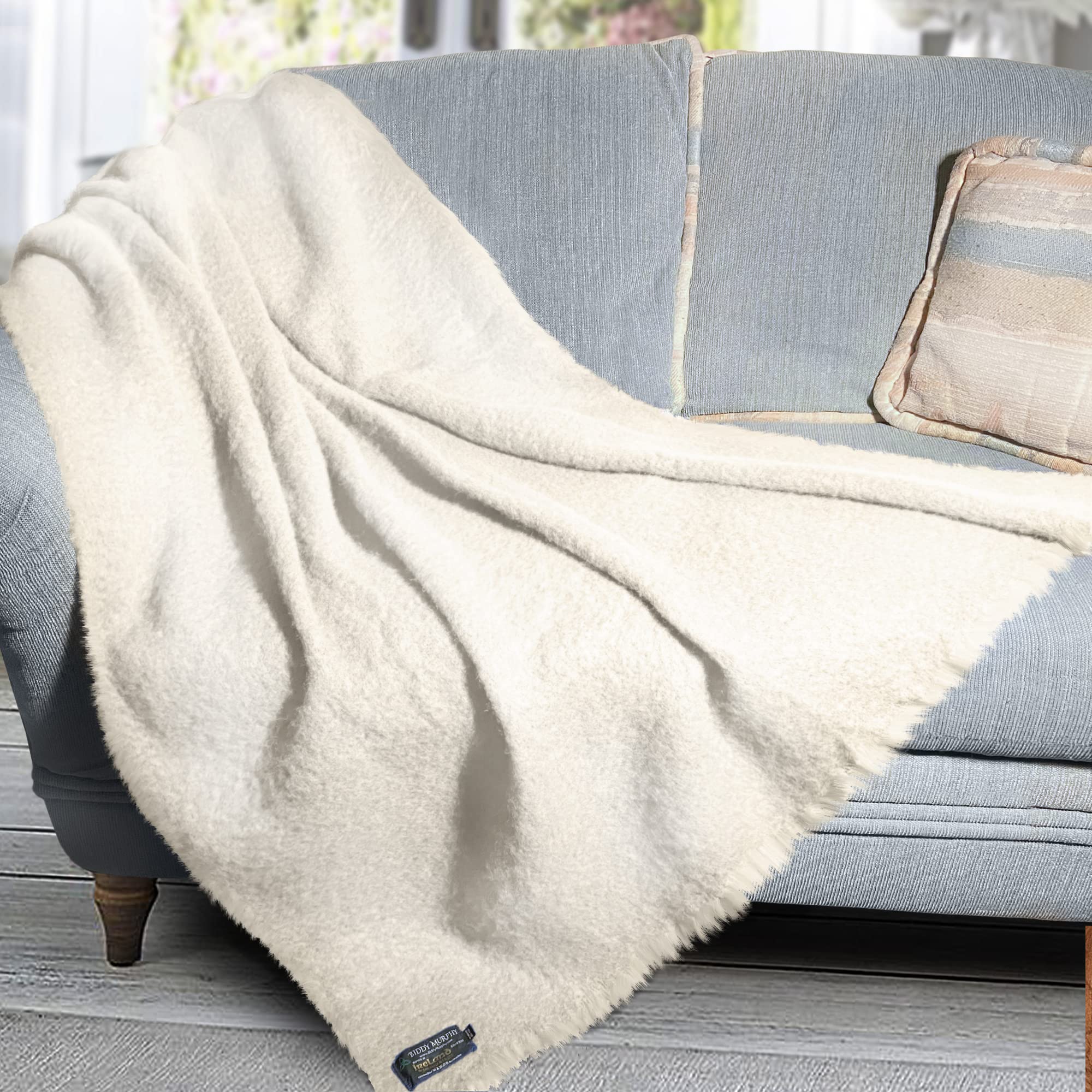 Authentic Irish Angora Mohair & Wool Throw Blanket - 72